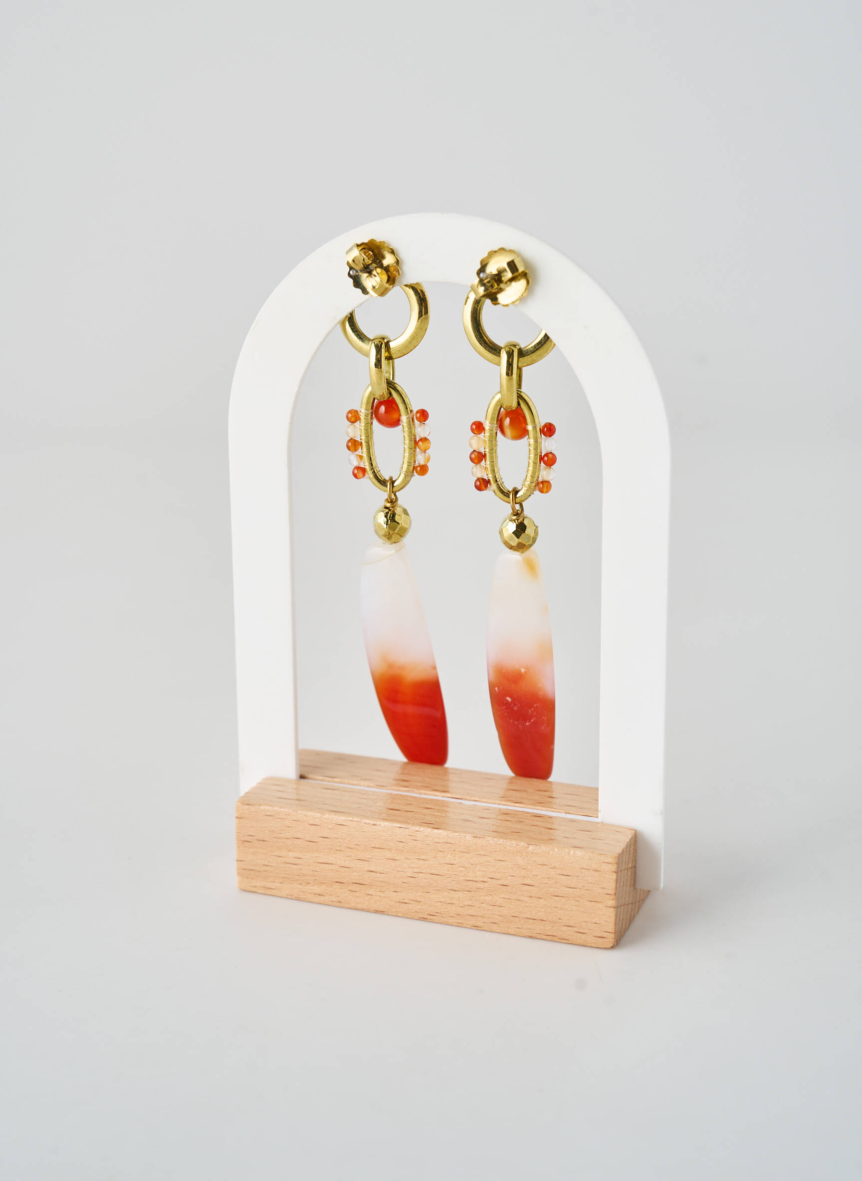 Auskarai perlų ornamentas oranžinė NATURE BIJOUX moteris