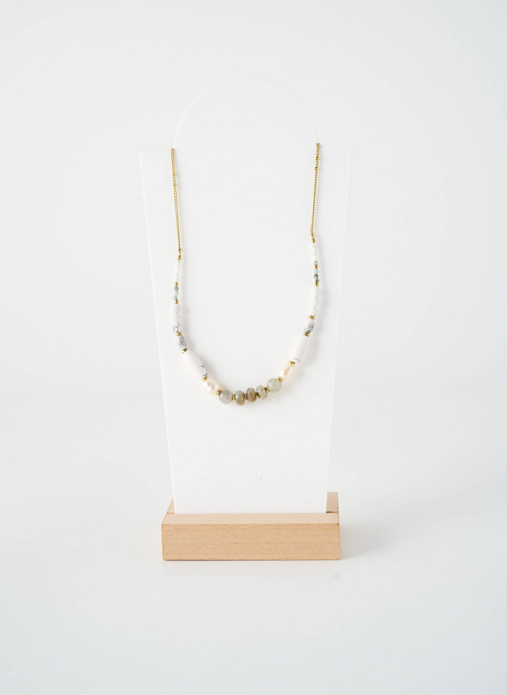 Kaklaraištis perlų ornamentas pilka NATURE BIJOUX moteris