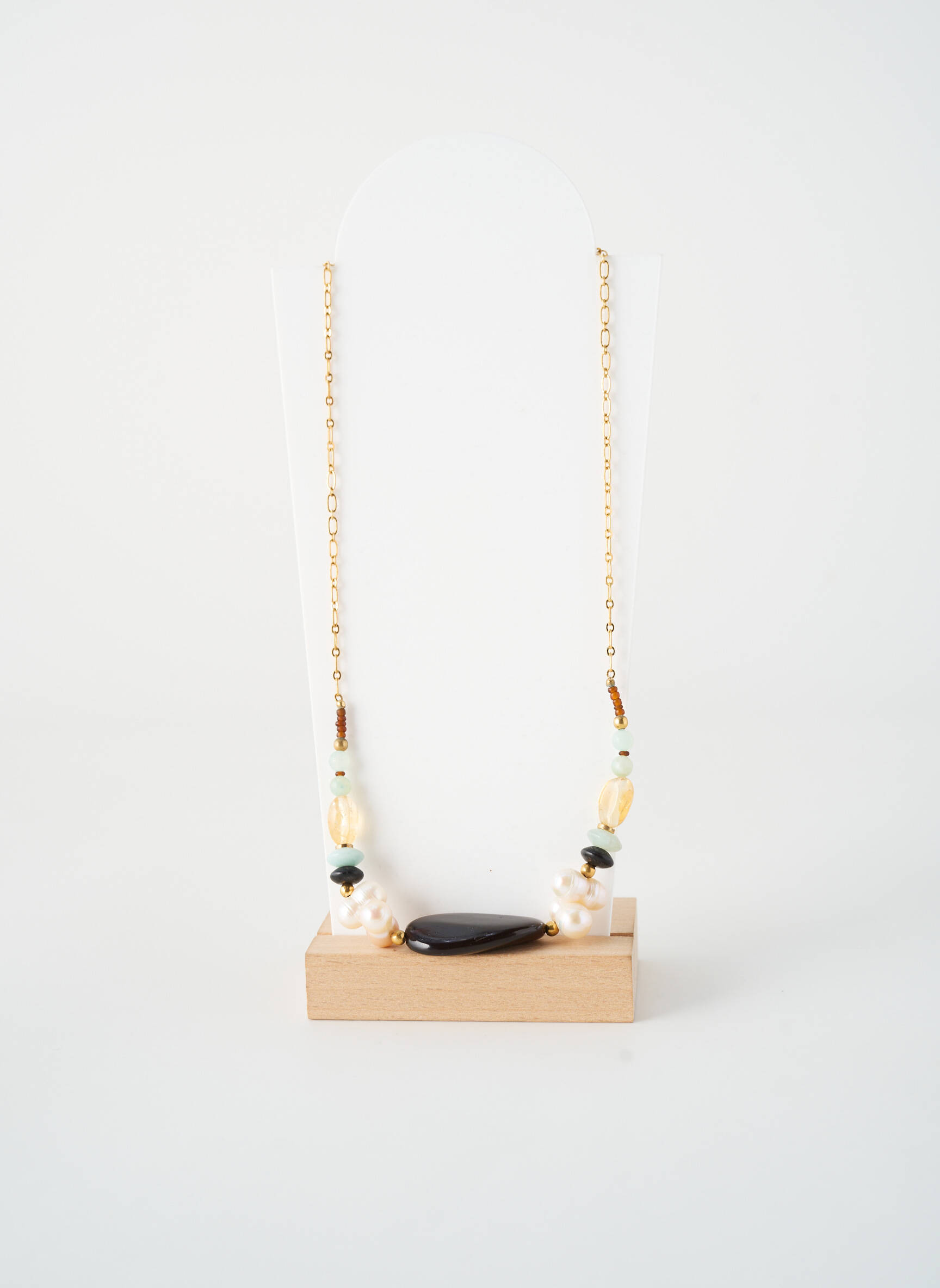 Kaklaraištis perlų ornamentas rudas NATURE BIJOUX moteris