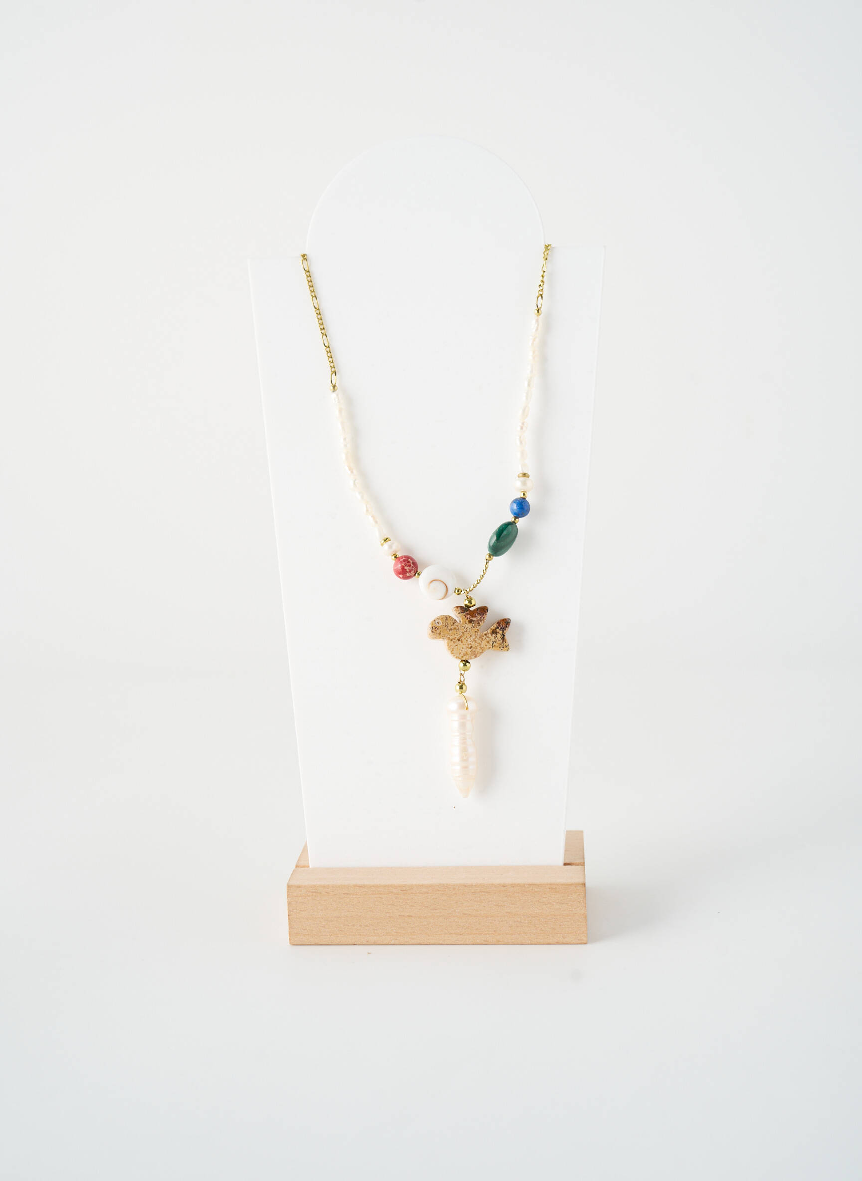 Kaklaraištis perlų ornamentas baltas NATURE BIJOUX moteris