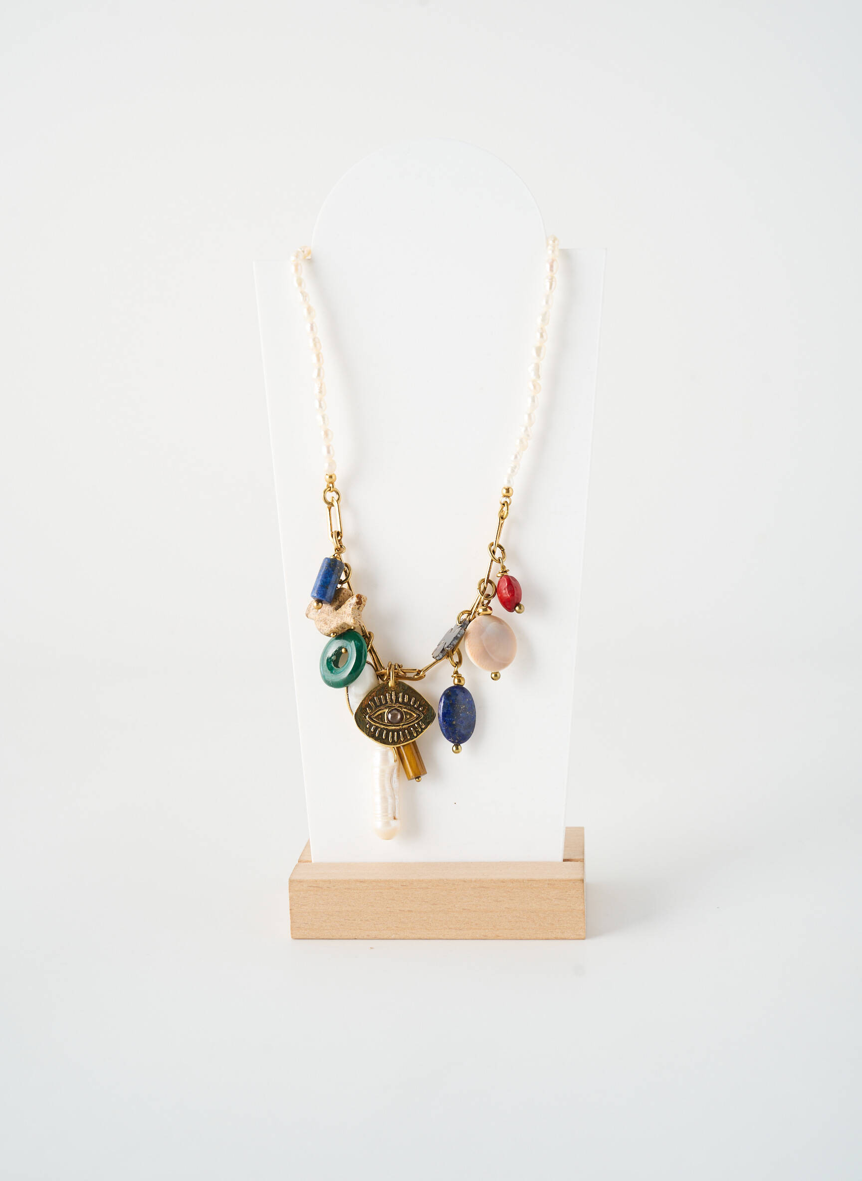 Kaklaraištis perlų ornamentas baltas NATURE BIJOUX moteris