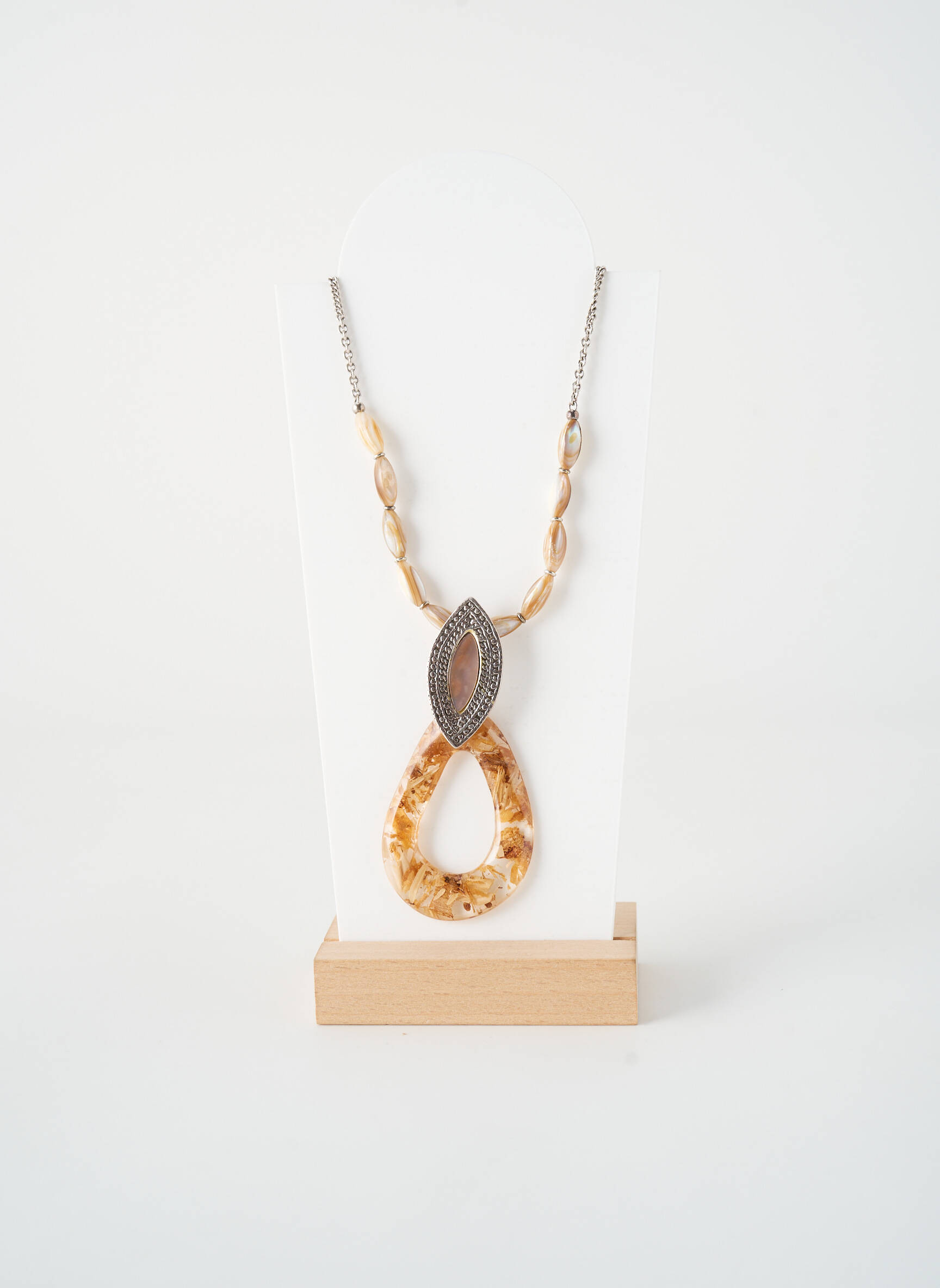 Kaklaraištis perlų ornamentas rudas NATURE BIJOUX moteris