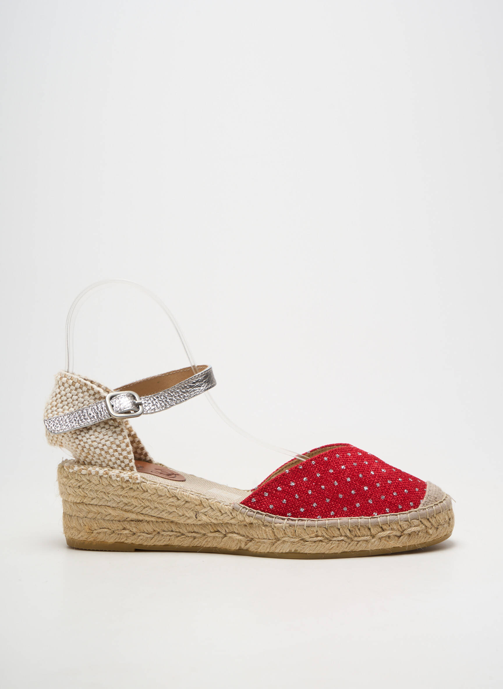 Espadrilės apvalus mygtukas kulnas nuo 4 iki 6 cm raudona SUYUTE moteris