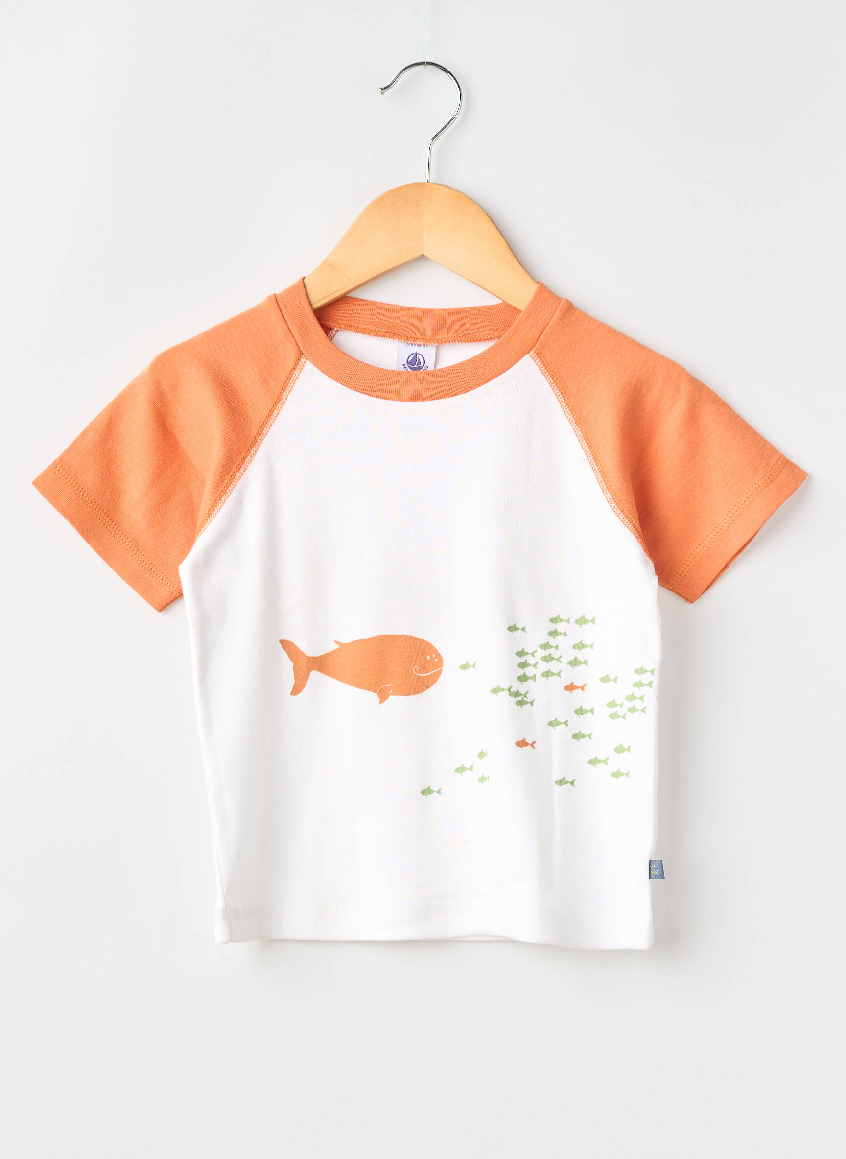 T-marškinys tamprumas trumpas rankovės oranžinė PETIT BATEAU berniukas