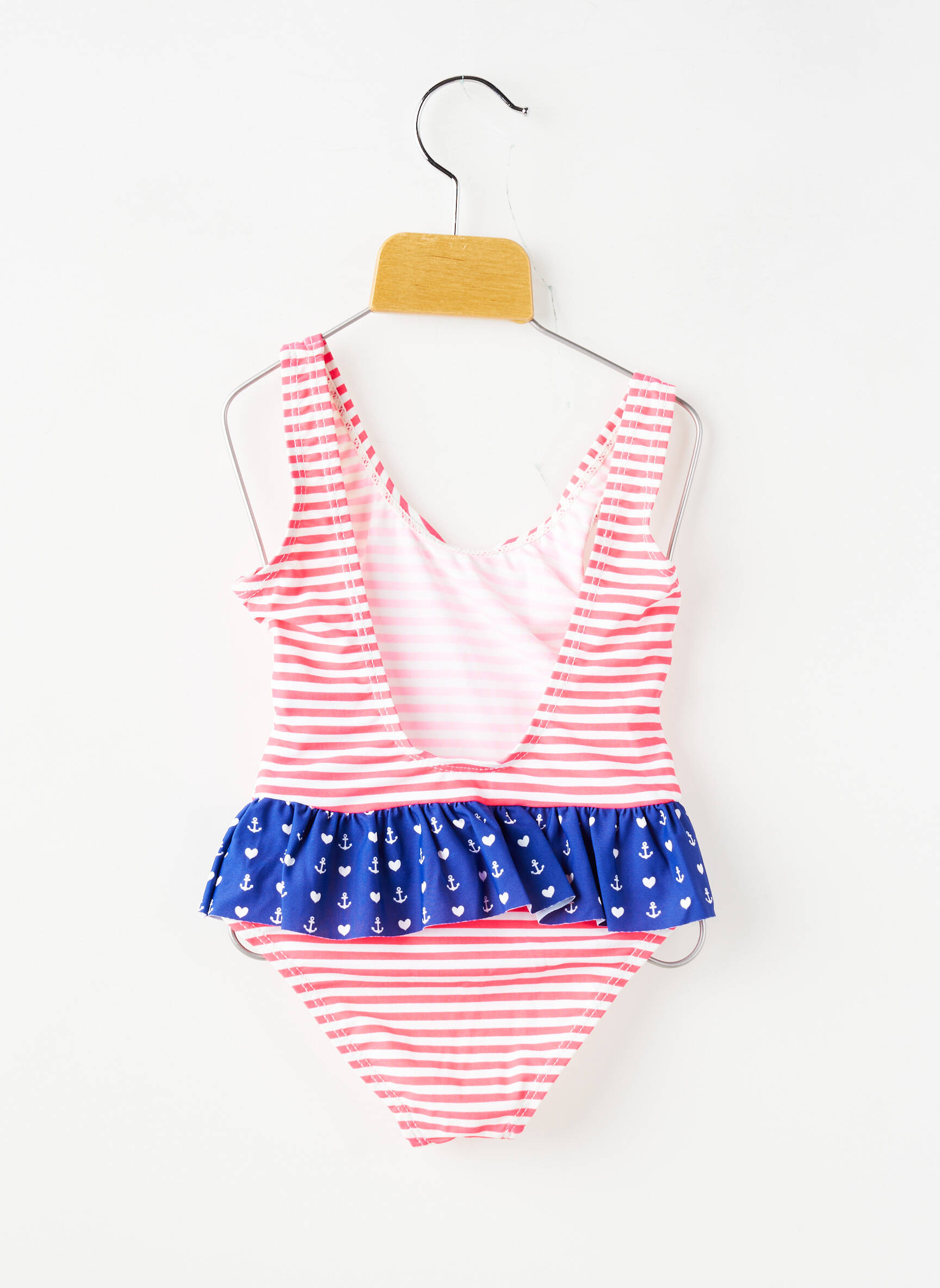 Vienos dalies maudymosi kostiumas juostelės raštas rožinė BEACHWEAR mergina