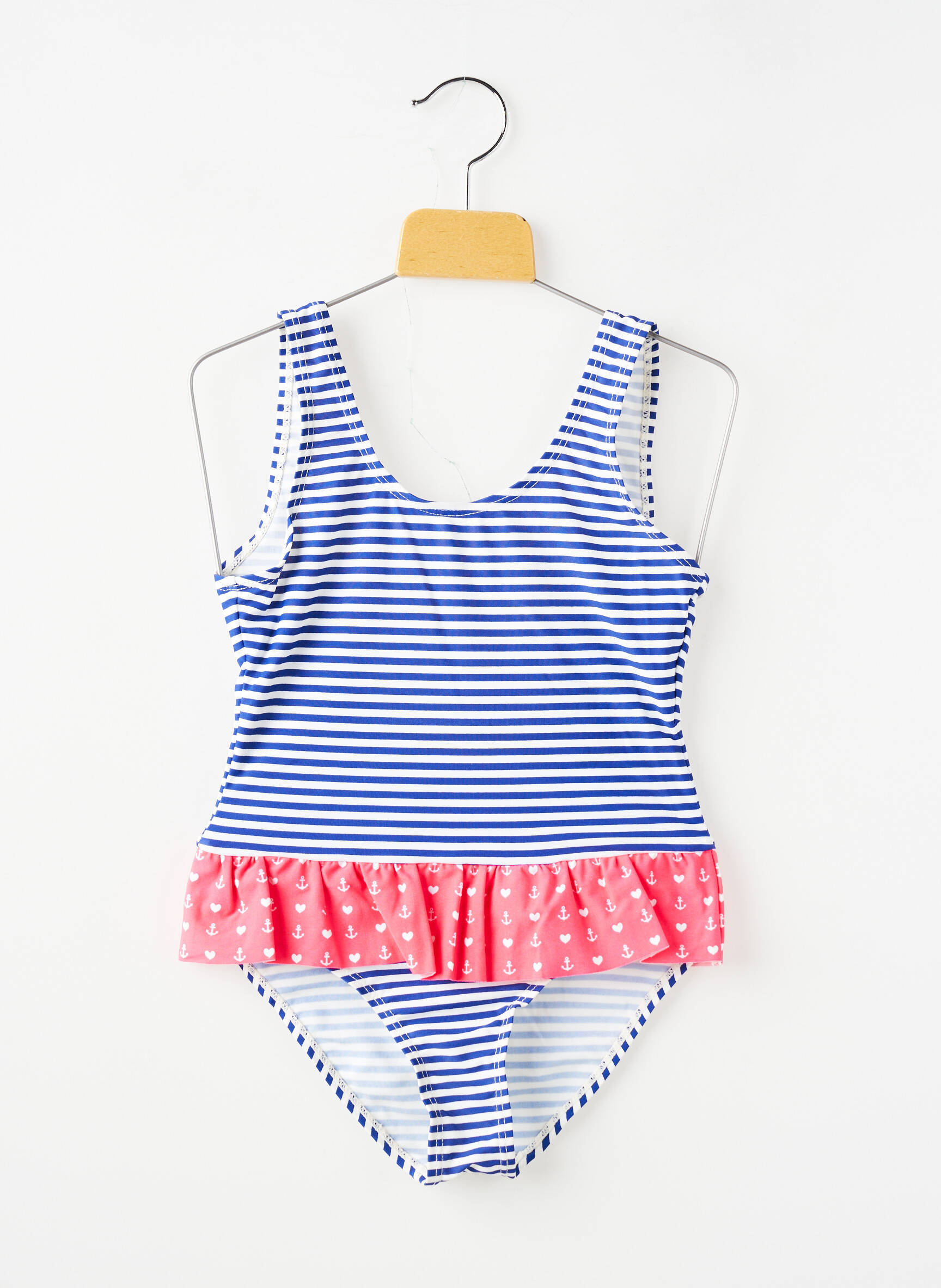 Vienos dalies maudymosi kostiumas juostelės raštas mėlyna BEACHWEAR mergina