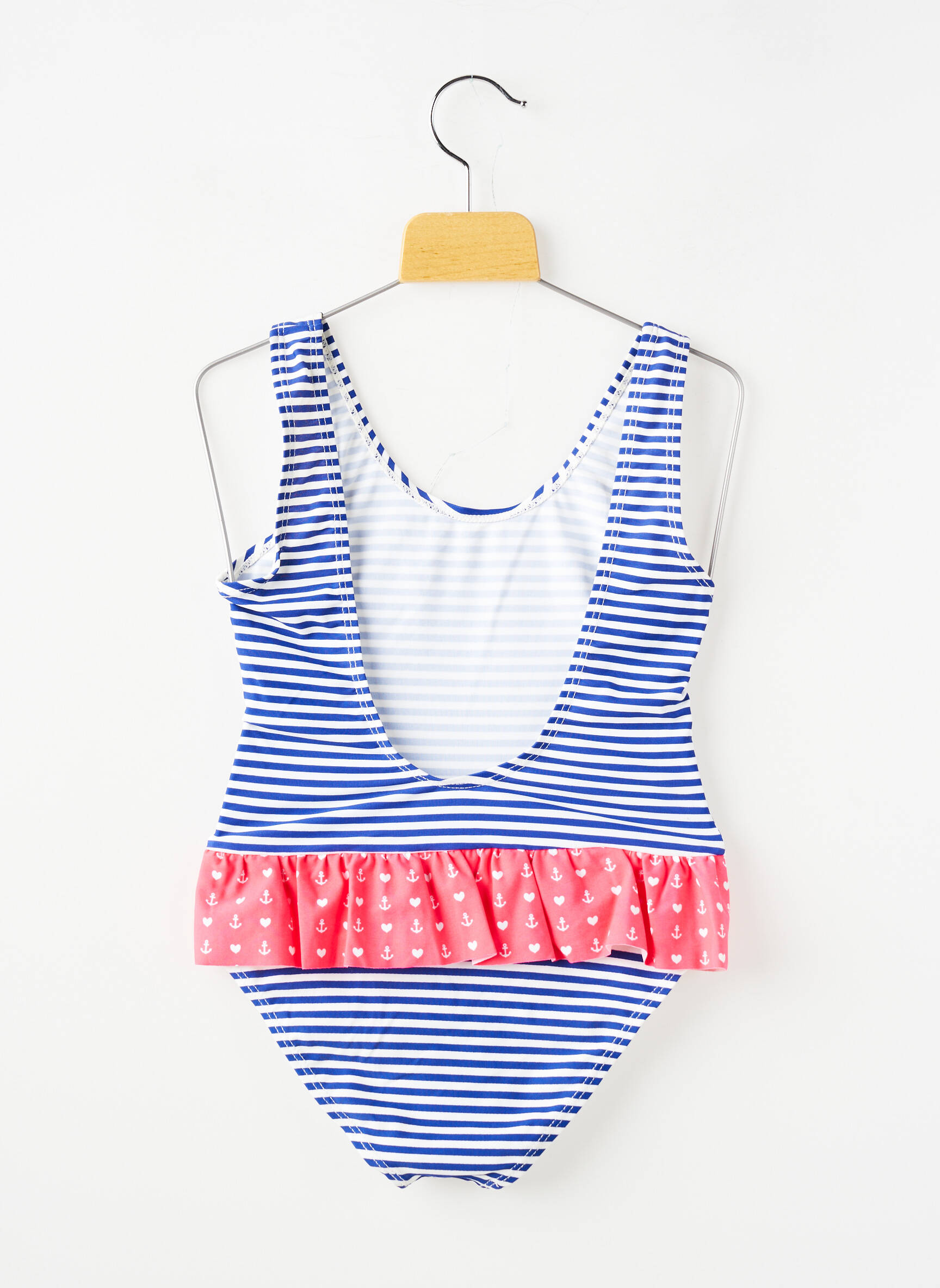 Vienos dalies maudymosi kostiumas juostelės raštas mėlyna BEACHWEAR mergina