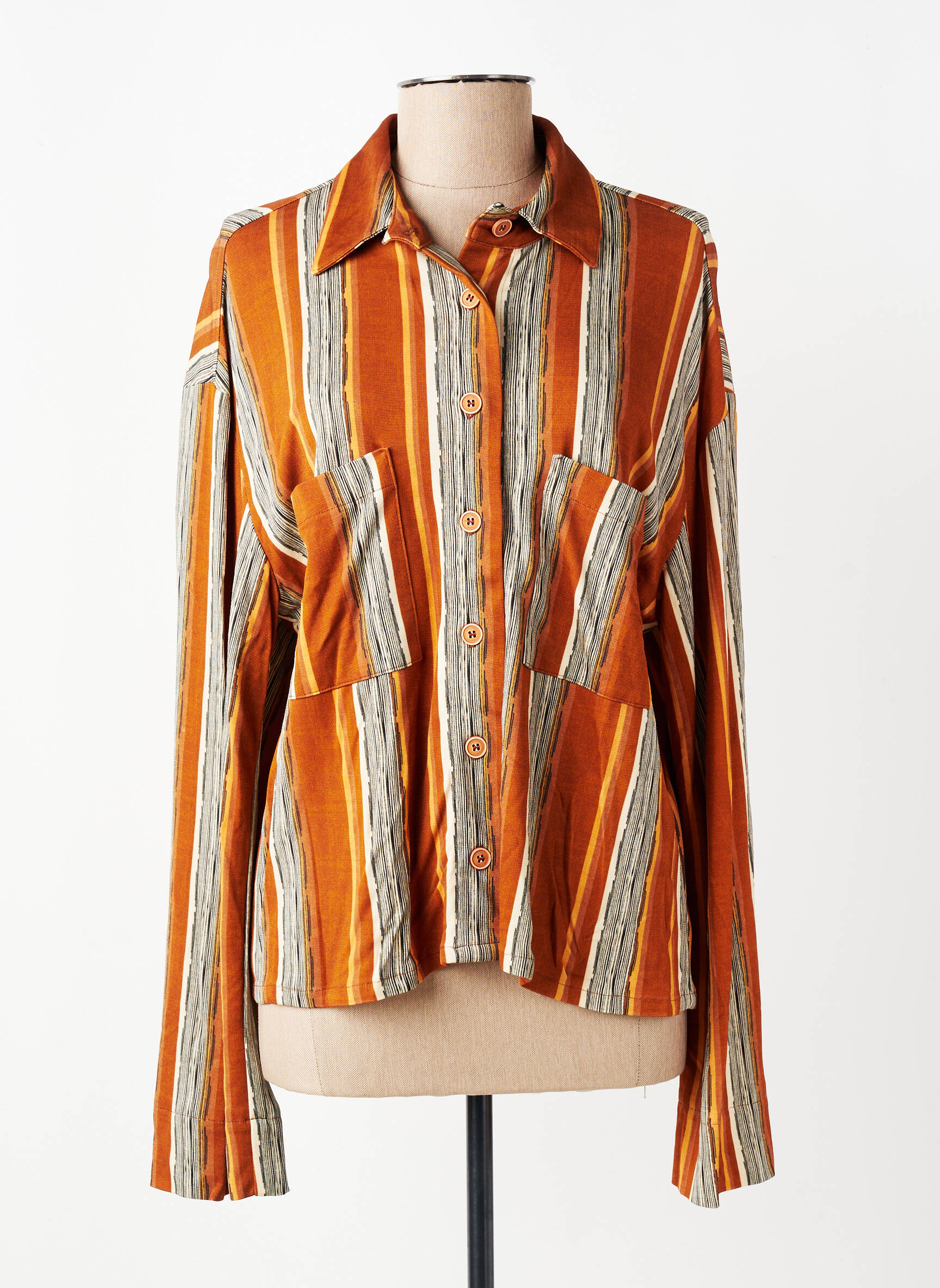 Moteriškas marškinys centrinė iškirptė ilgos rankovės rudas COUTURIST moteris