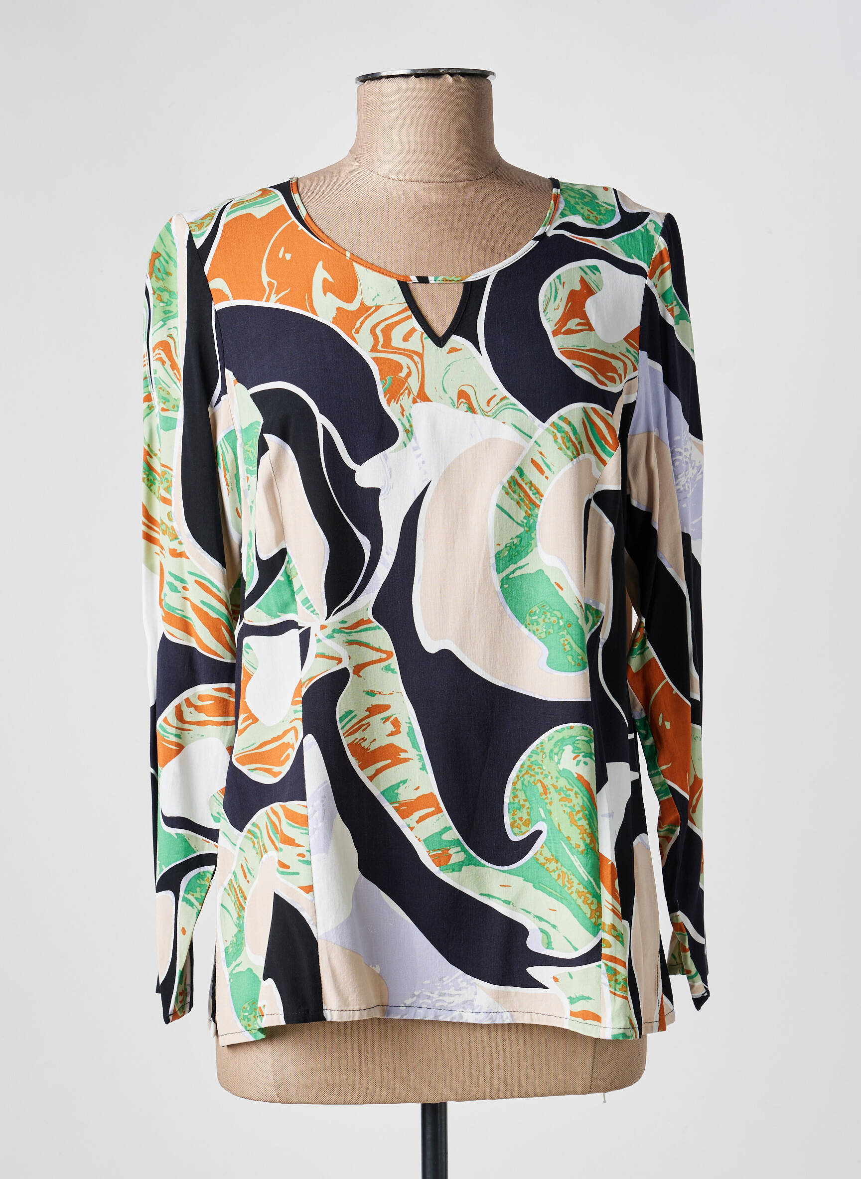 Viršūnė fantazijos raštas ilgos rankovės žalias GUY DUBOUIS moteris