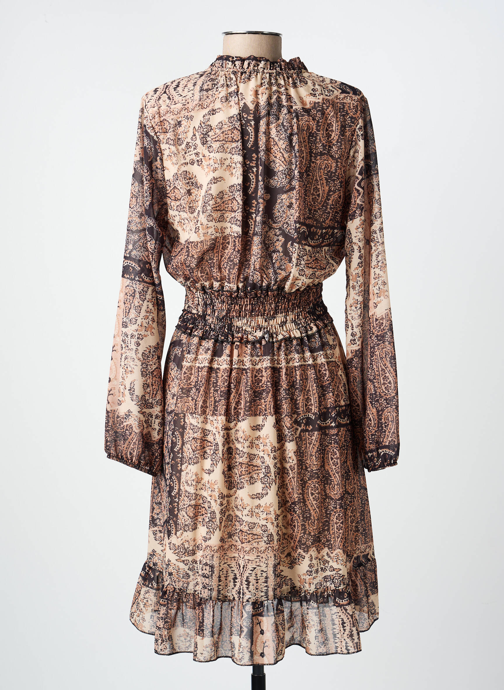 Pusilgių suknelė fantazijos raštas ilgos rankovės bežinis COULEURS DU TEMPS moteris