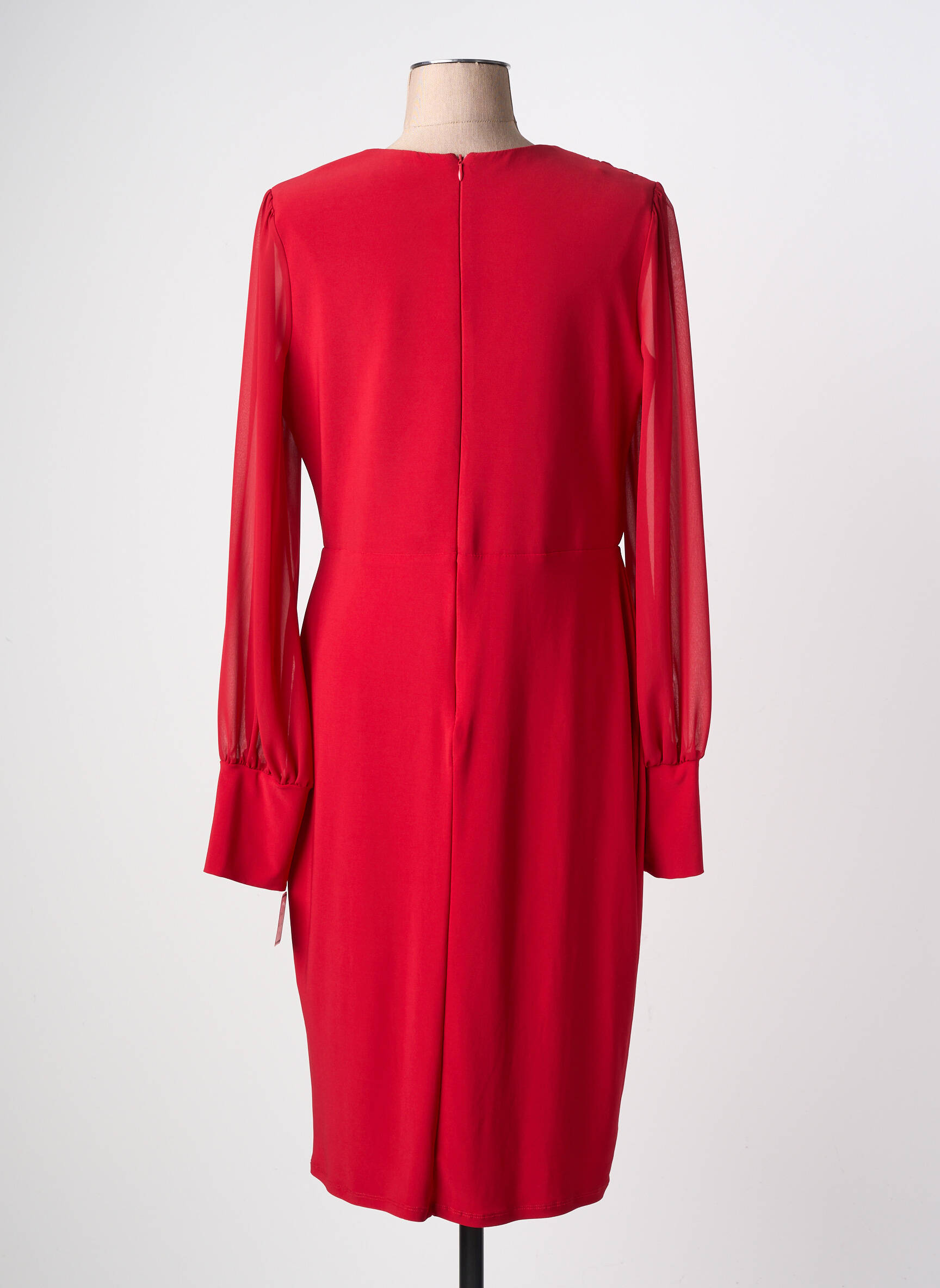 Pusilgių suknelė ilgos rankovės ilgos rankovės raudona FASHION NEW YORK moteris