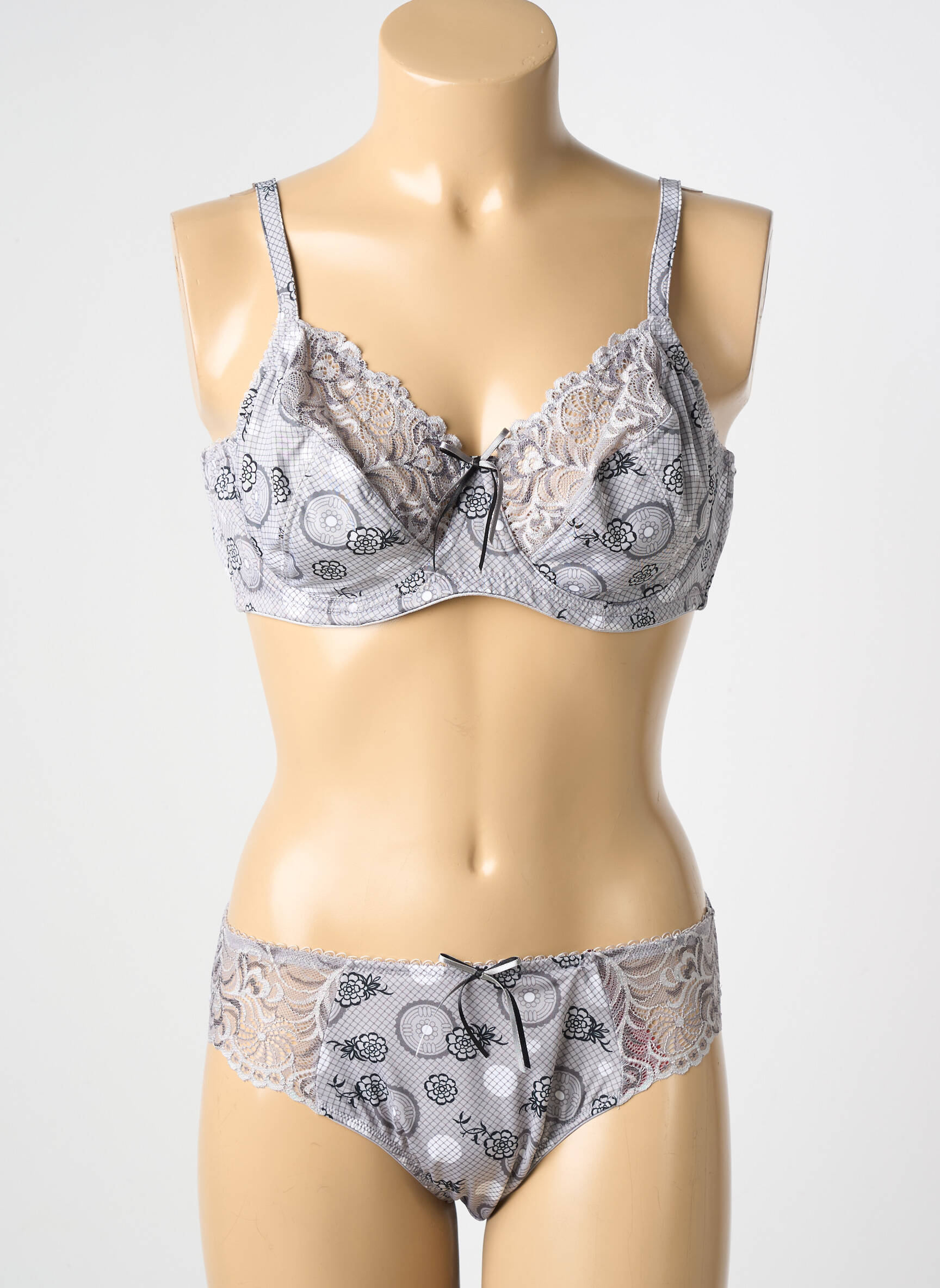 Lingerie rinkinys reguliuojamos elastinės petnešos pilka MANAÏS moteris