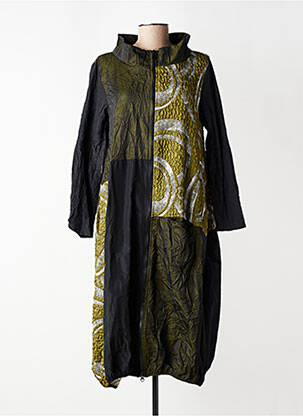 Ilgas paltas centrinė iškirptė be gobtuvų žalias KOZAN moteris