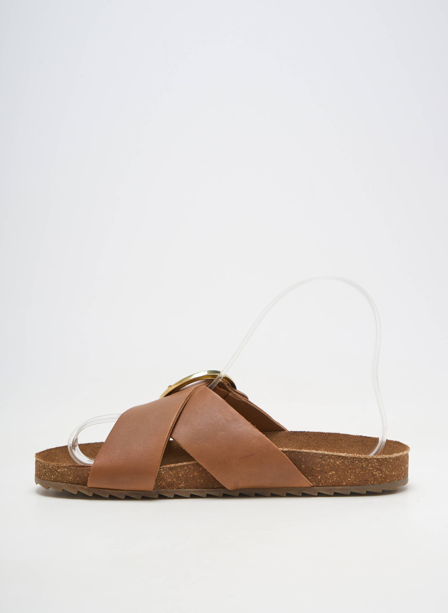 Mule/sabotai lygus medžiaga plokščias kulnas iki 3 cm rudas BIBA moteris