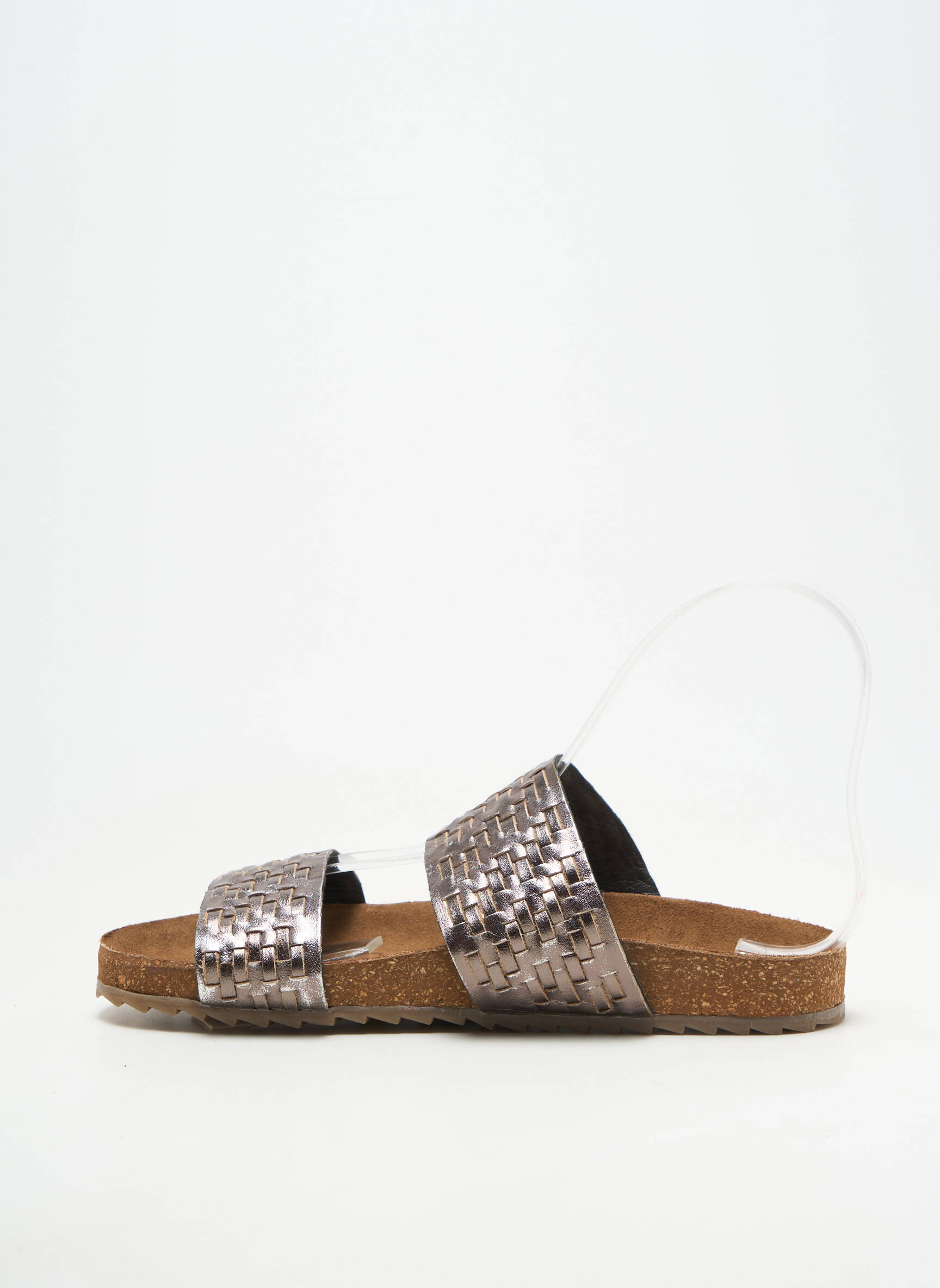 Mule/sabotai satino audinys plokščias kulnas iki 3 cm sidabrinė BIBA moteris