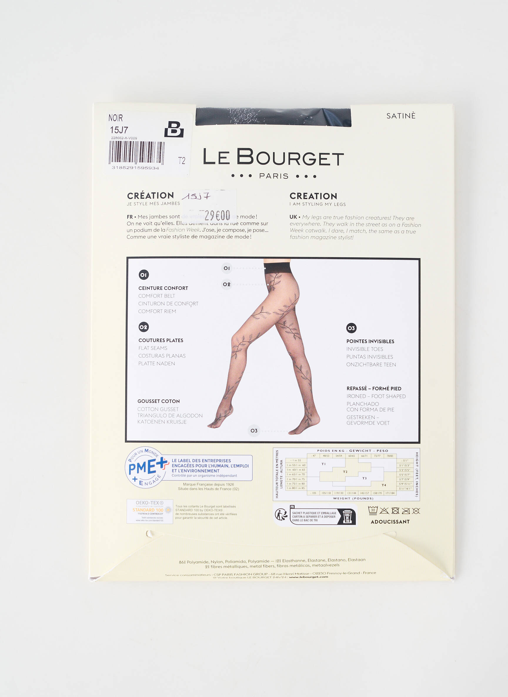 Kojinės fantazijos raštas juodas LE BOURGET moteris
