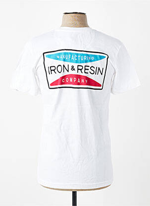 T-marškinys centrinė iškirptė trumpas rankovės baltas IRON AND RESIN vyras