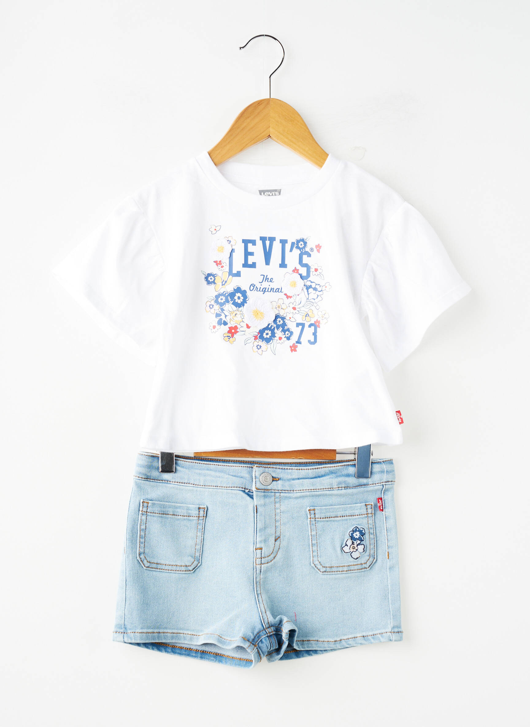 Šortų rinkinys tiesi iškirptė mėlyna LEVI'S mergina