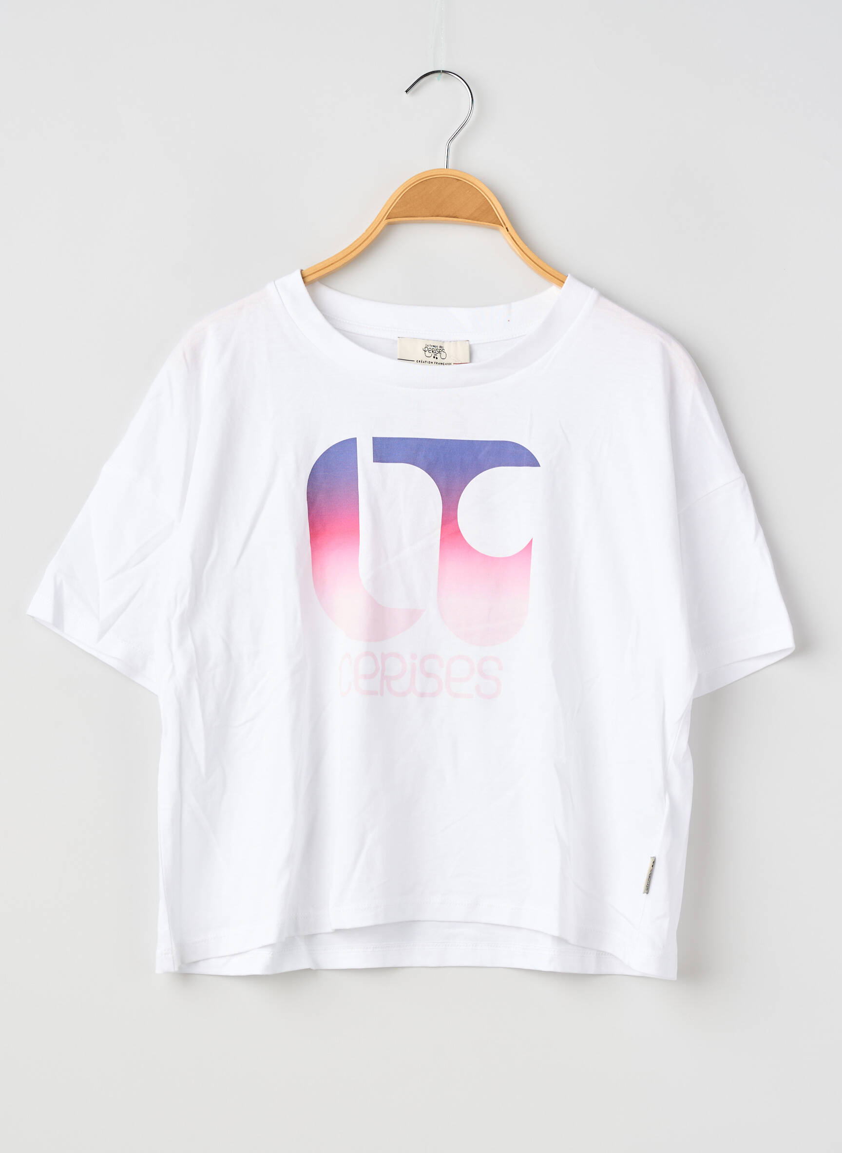 T-marškinys floqué serigrafija trumpas rankovės baltas LE TEMPS DES CERISES berniukas