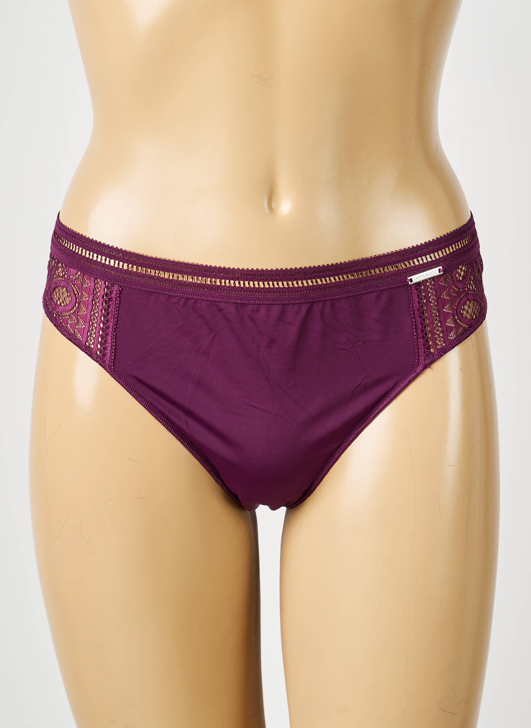 Tanga satino audinys violetinis IMPLICITE moteris