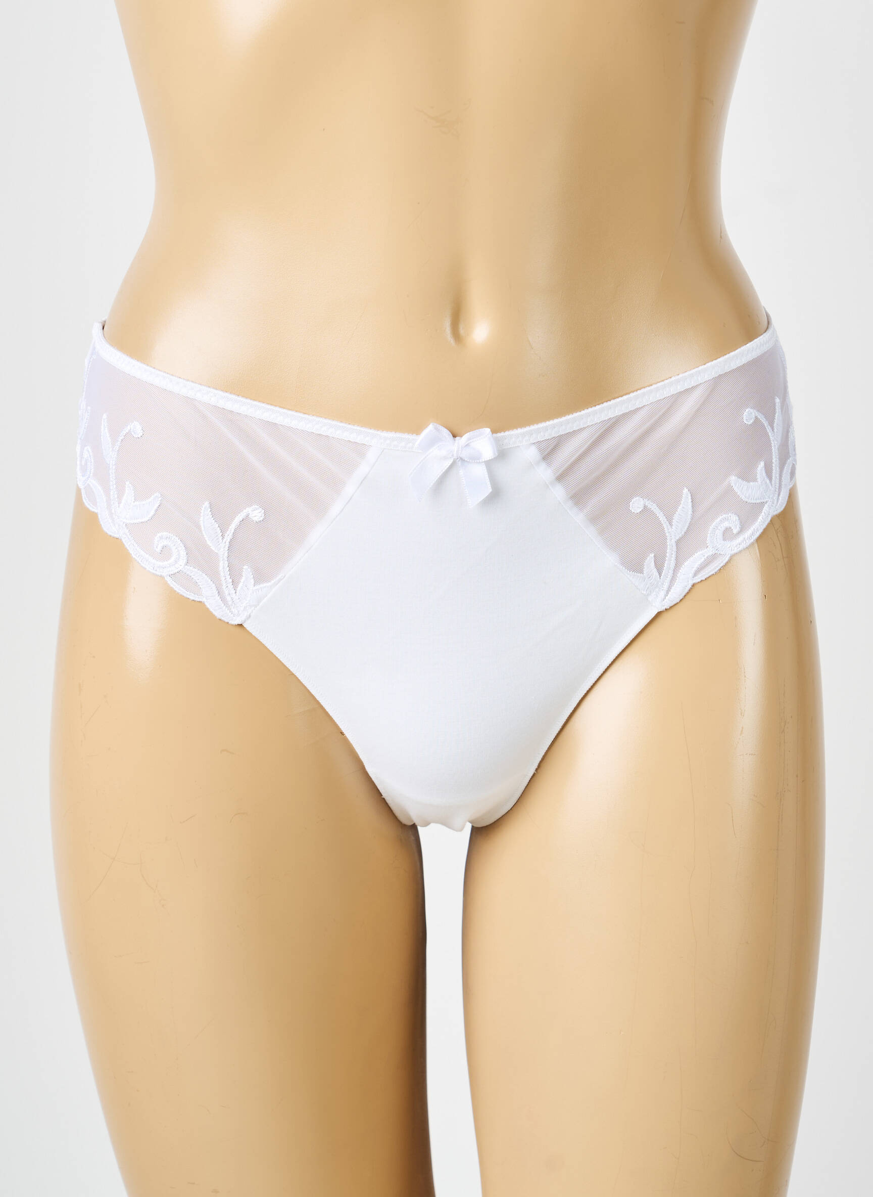 Tanga satino efektas baltas SIMONE PERELE moteris