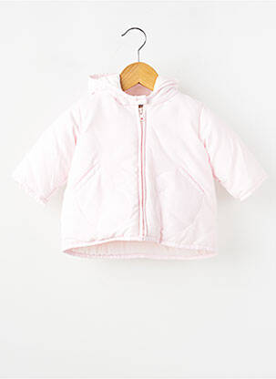Pūkinė striukė kišenės su gobtuvu rožinė PETIT BATEAU mergina
