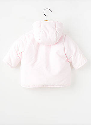Pūkinė striukė dvigubai apdailinta vidinė dalis su gobtuvu rožinė PETIT BATEAU mergina