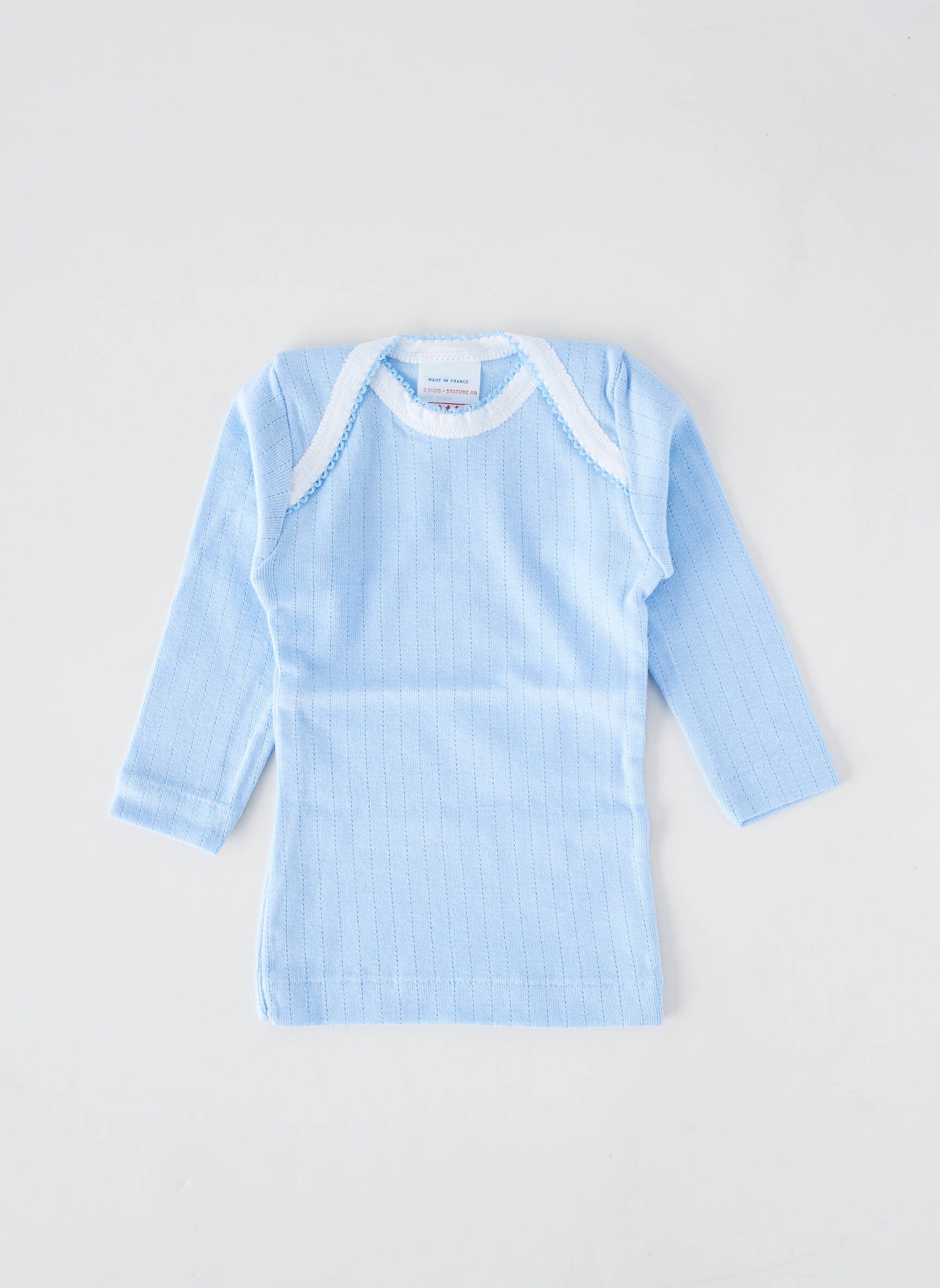 T-marškinys centrinė iškirptė ilgos rankovės mėlyna PETIT BATEAU mergina
