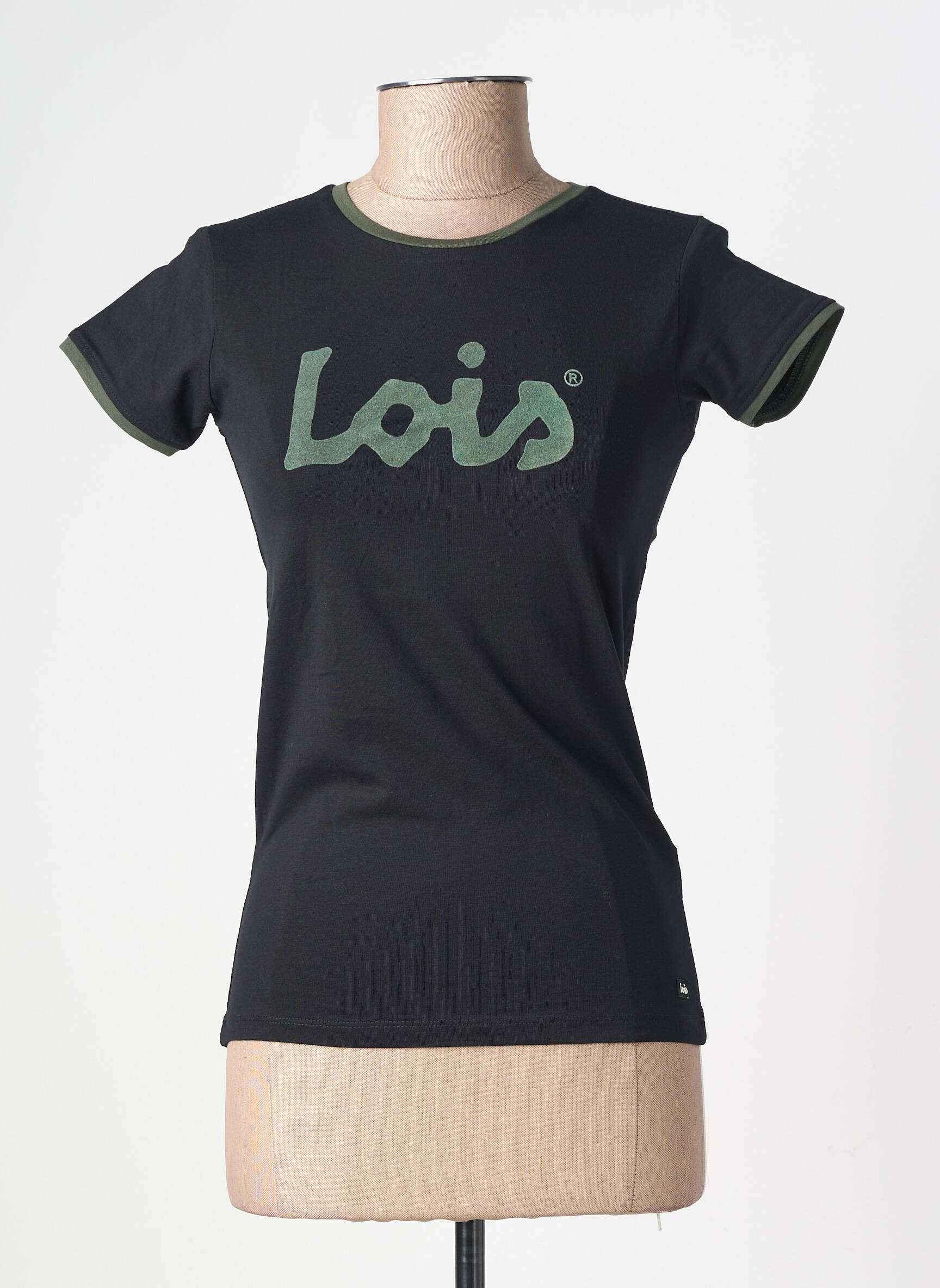 T-marškinys floqué serigrafija trumpas rankovės juodas LOIS moteris