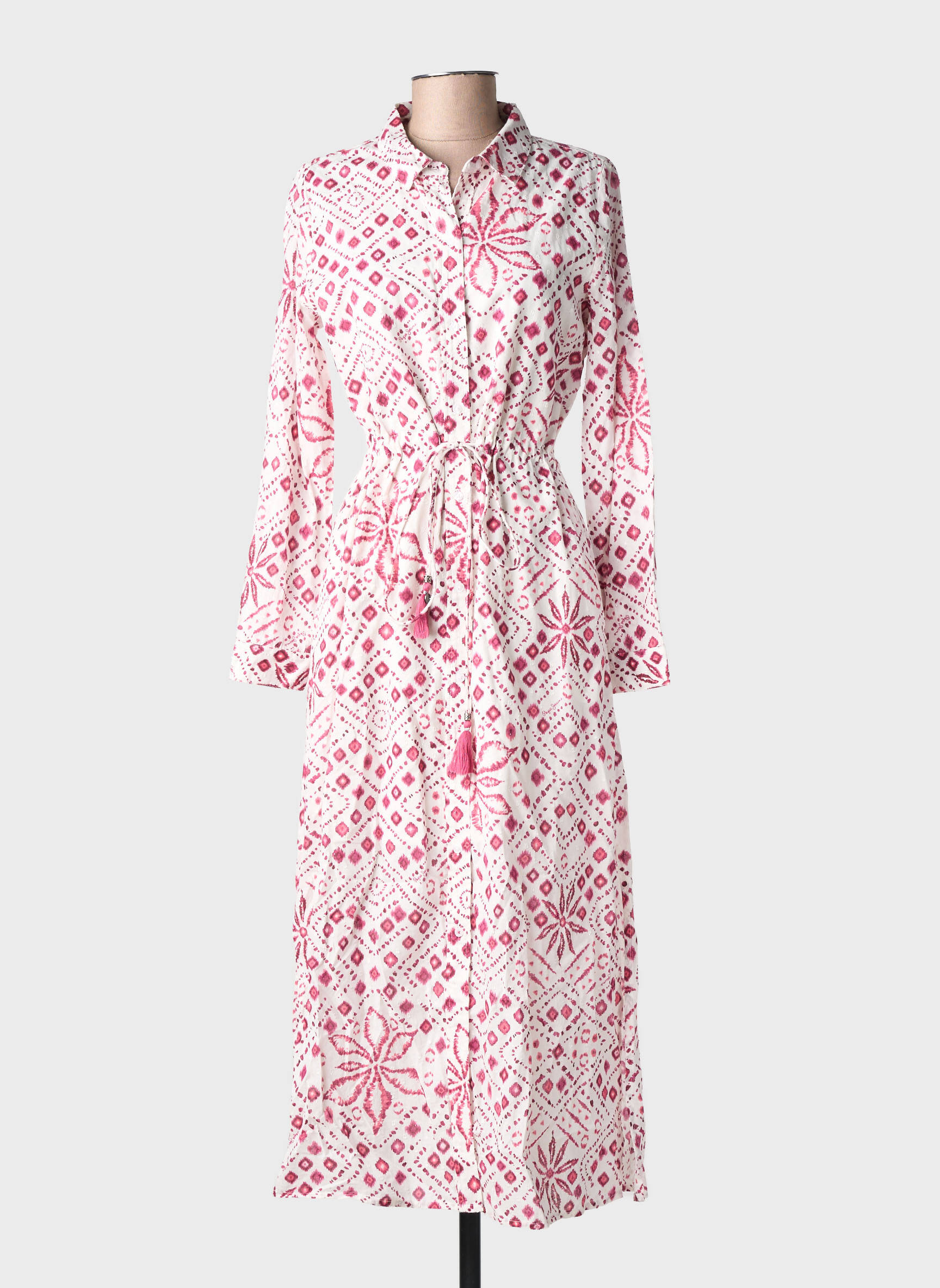 Ilga suknelė fantazijos raštas ilgos rankovės baltas PEPE JEANS moteris