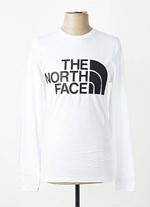 T-marškinys centrinė iškirptė ilgos rankovės baltas THE NORTH FACE vyras