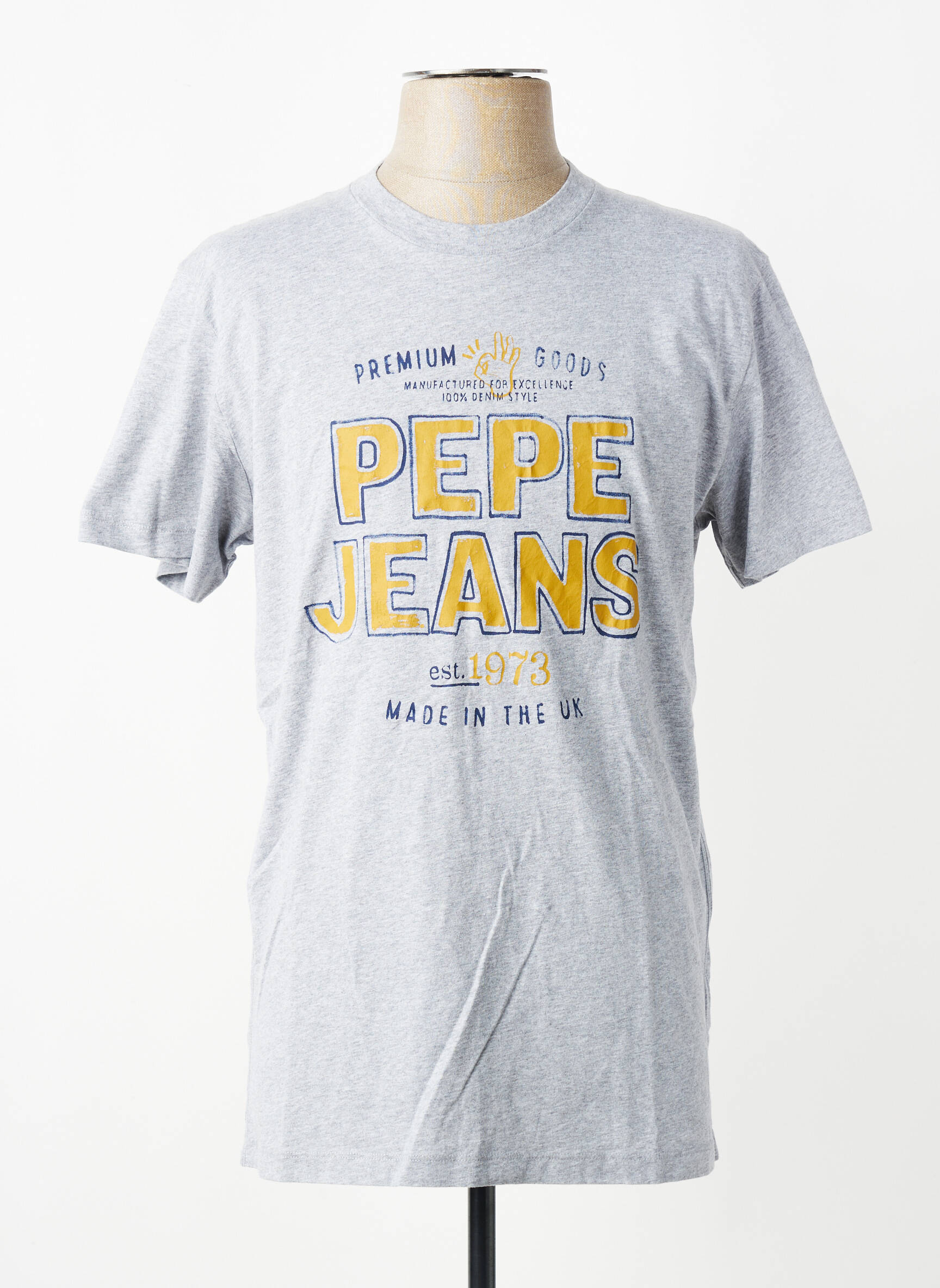 T-marškinys tiesi kirpimas trumpas rankovės pilka PEPE JEANS vyras