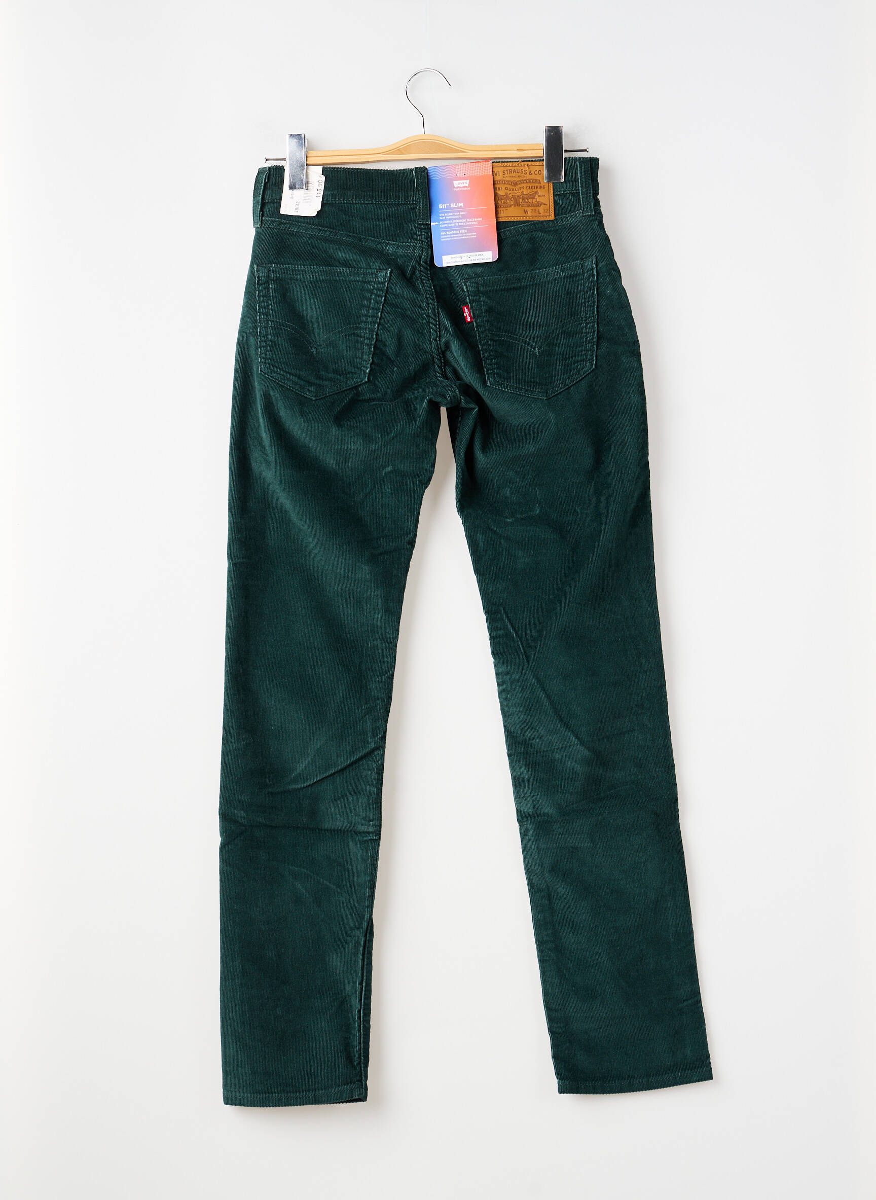 Lieknos kelnės aksomo audimas normala dydis žalias LEVI'S vyras