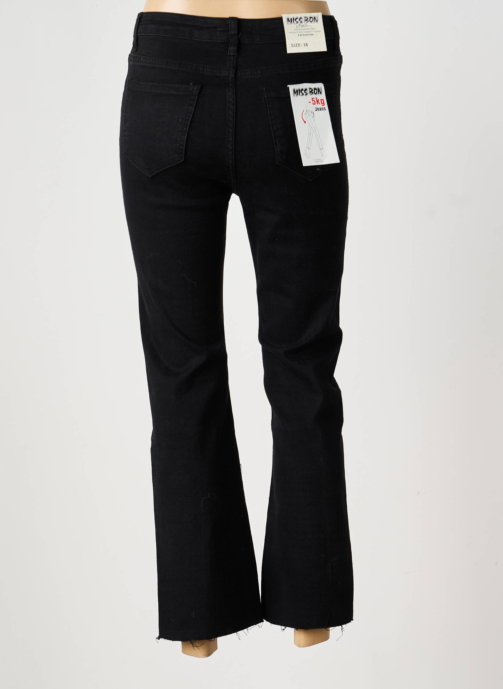 Bootcut džinsai aukšta talija aukšta talija juodas MISS BON moteris