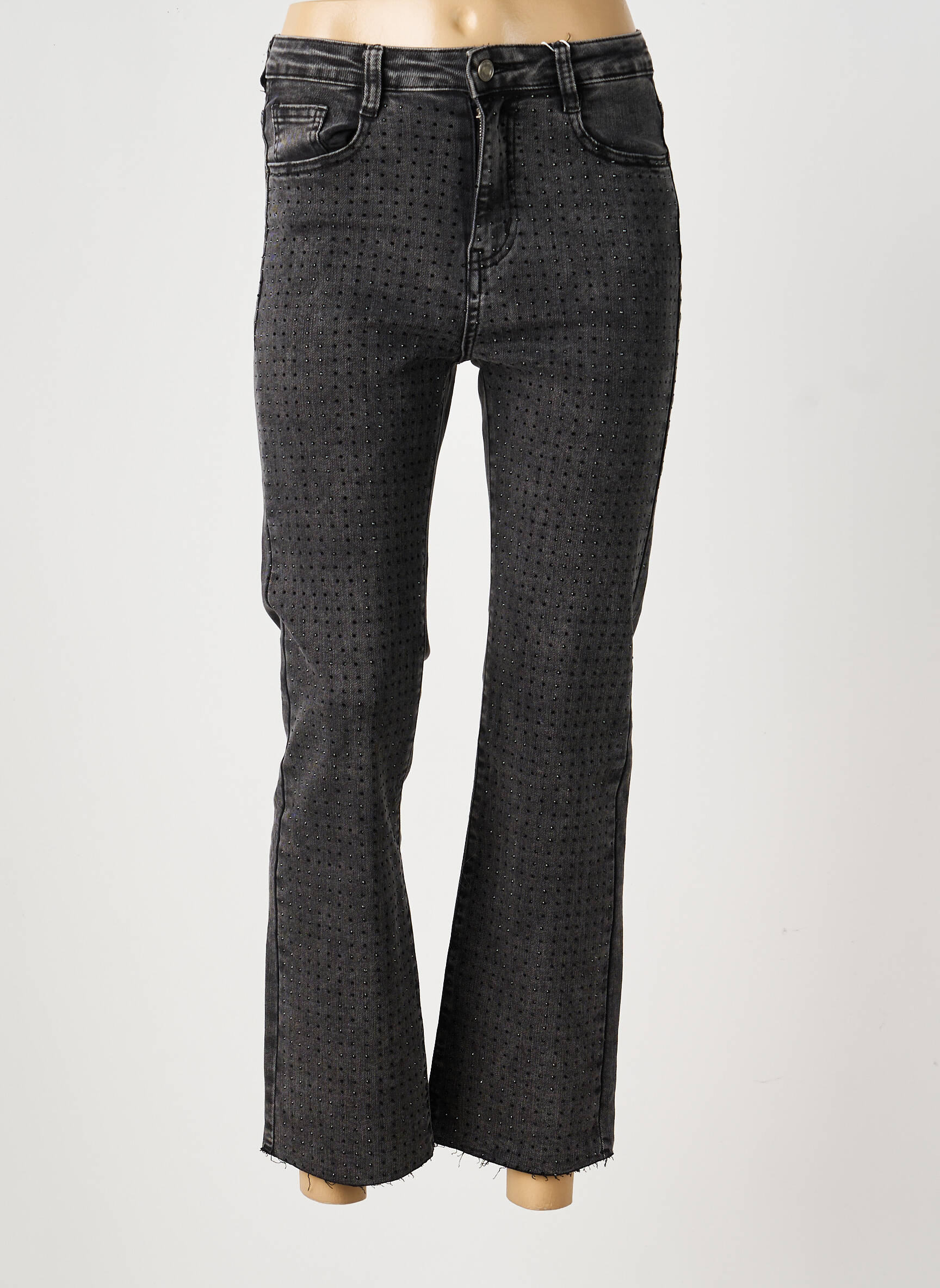 Bootcut džinsai aukšta talija aukšta talija pilka MISS BON moteris