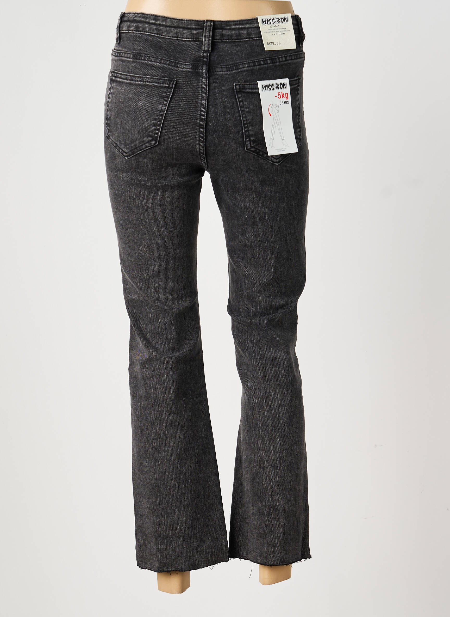 Bootcut džinsai aukšta talija aukšta talija pilka MISS BON moteris