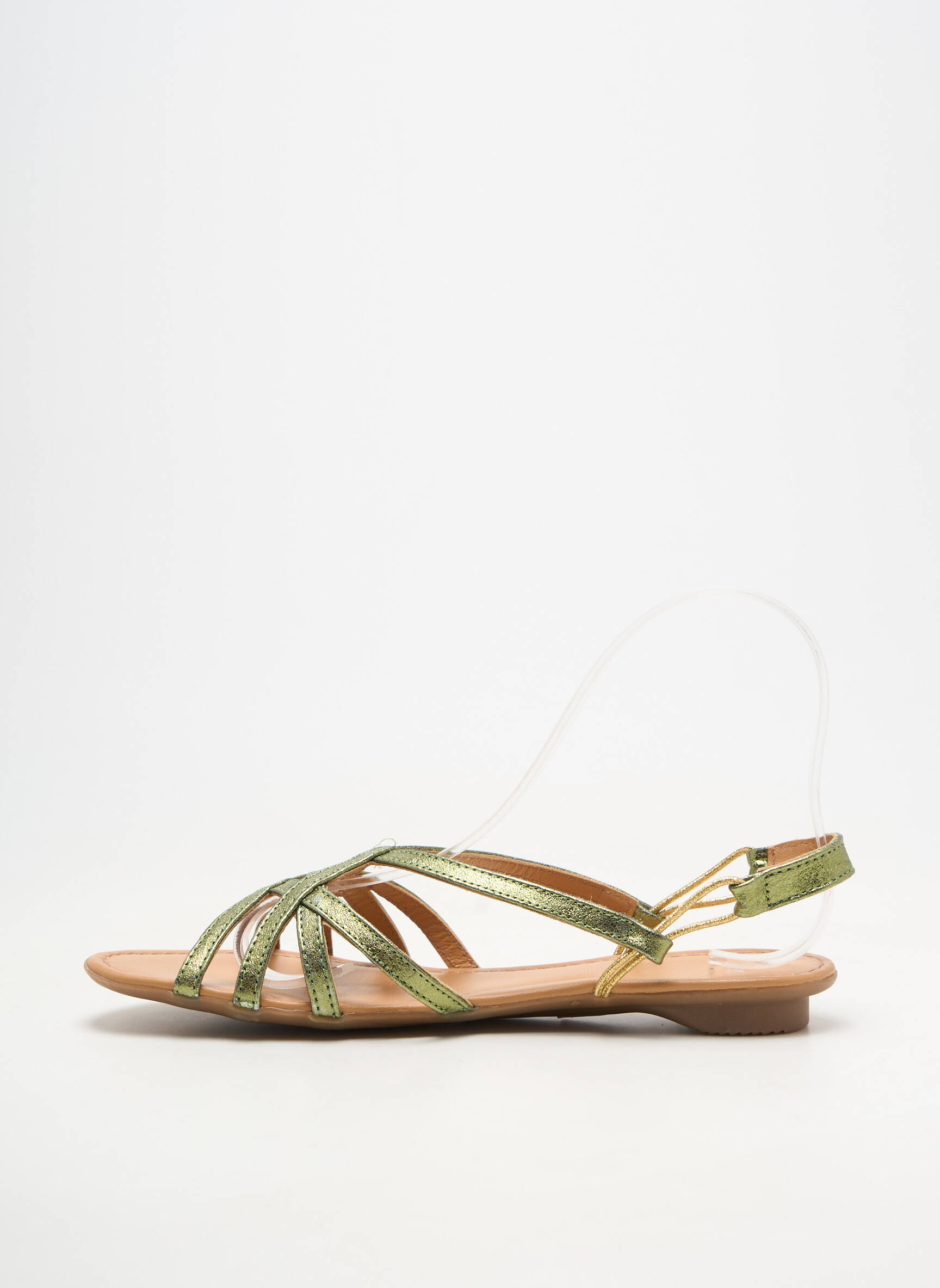 Sandalai/nu pėdos lygus medžiaga plokščias kulnas iki 3 cm žalias SMS moteris