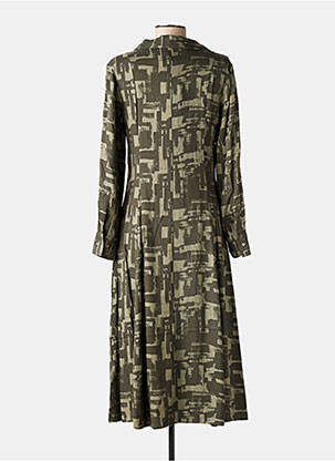 Pusilgių suknelė fantazijos raštas ilgos rankovės žalias YERSE moteris