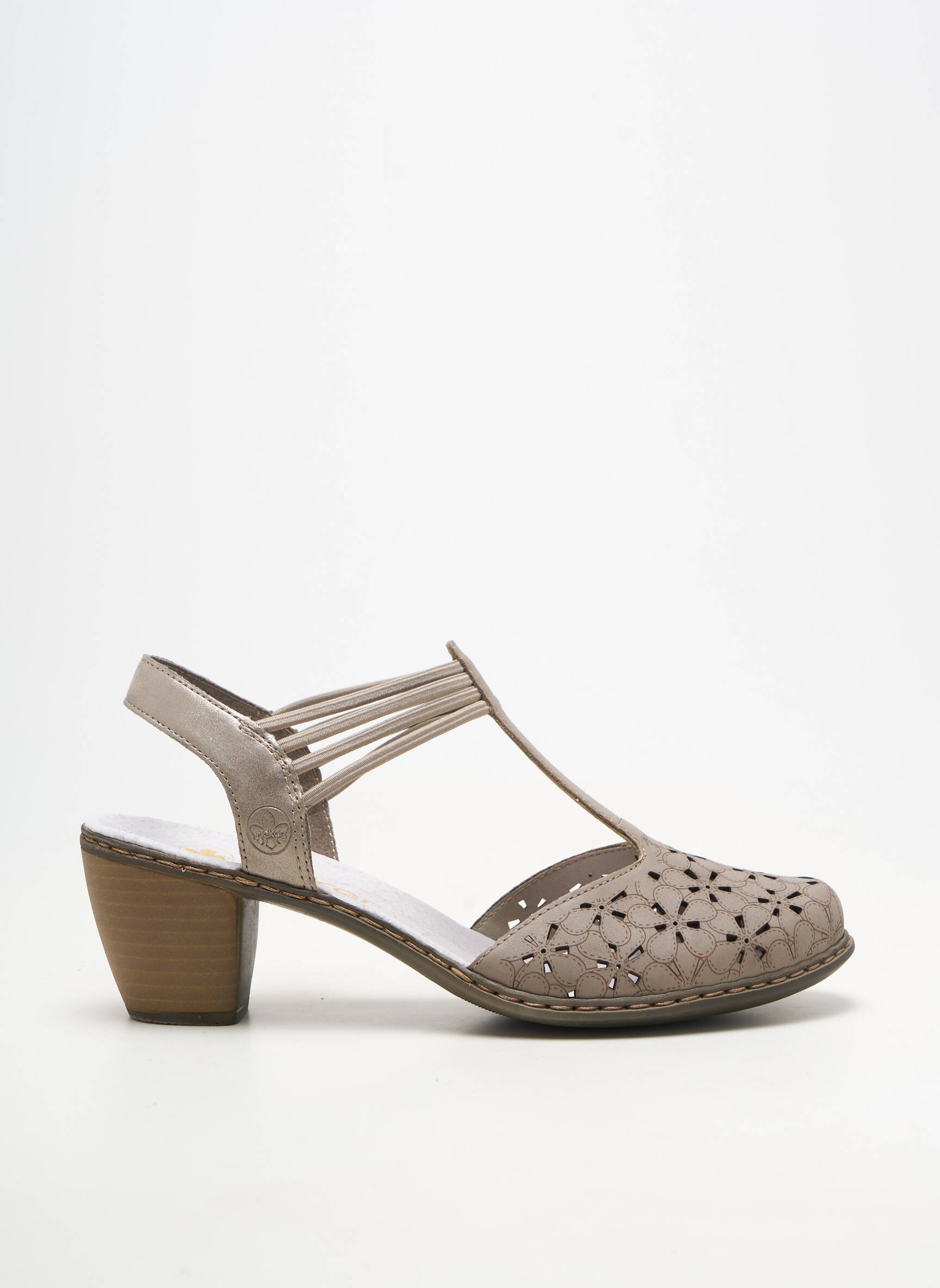 Sandalai/nu pėdos lygus medžiaga kulnas nuo 4 iki 6 cm pilka RIEKER moteris