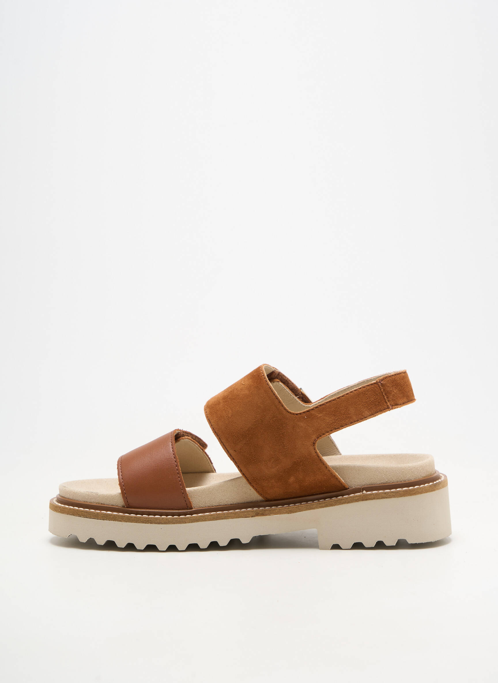 Sandalai/nu pėdos lygus medžiaga kulnas nuo 4 iki 6 cm rudas MEPHISTO moteris