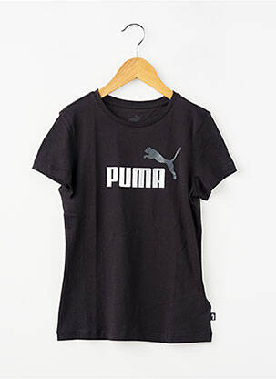 T-marškinys centrinė iškirptė trumpas rankovės juodas PUMA mergina
