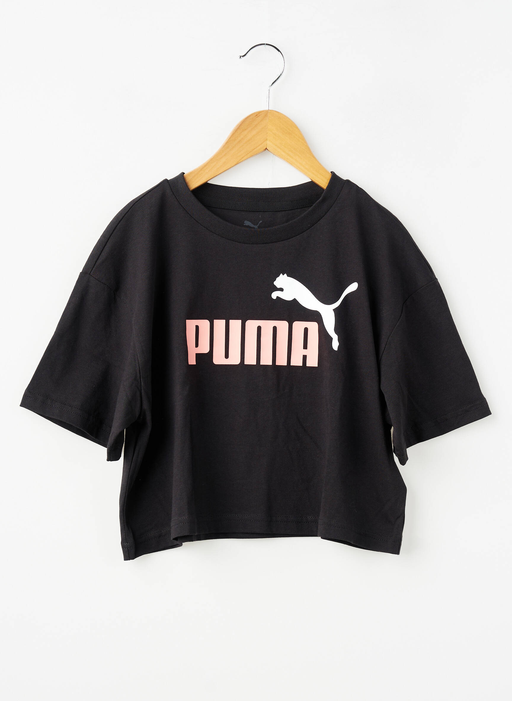 T-marškinys tamprumas trumpas rankovės juodas PUMA vaikas