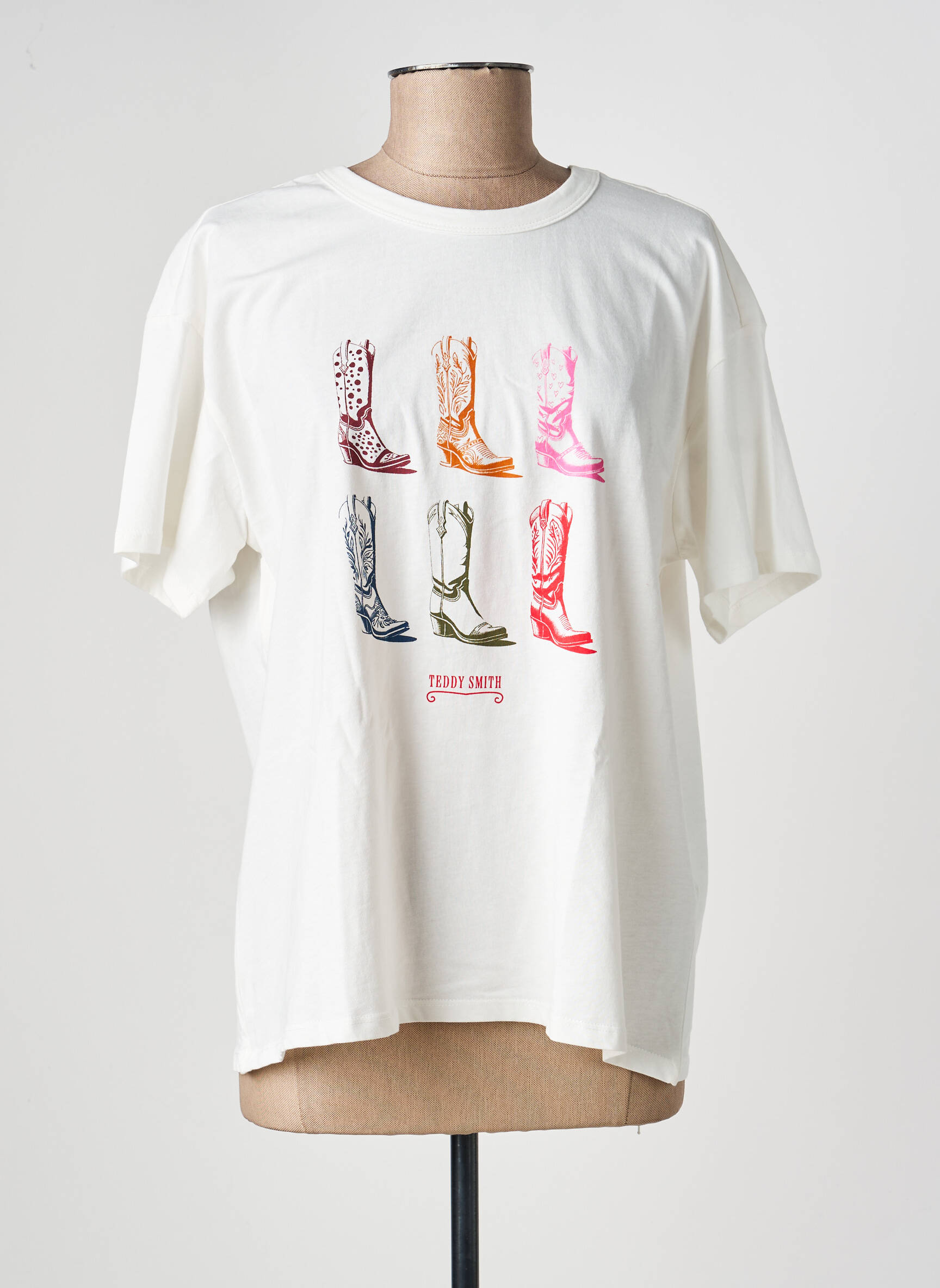 T-marškinys floqué serigrafija trumpas rankovės baltas TEDDY SMITH moteris