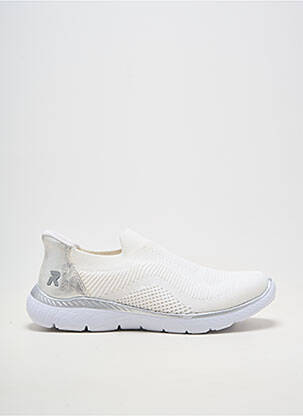 Slip-on batai apvalus mygtukas plokščias kulnas iki 3 cm baltas RIEKER moteris