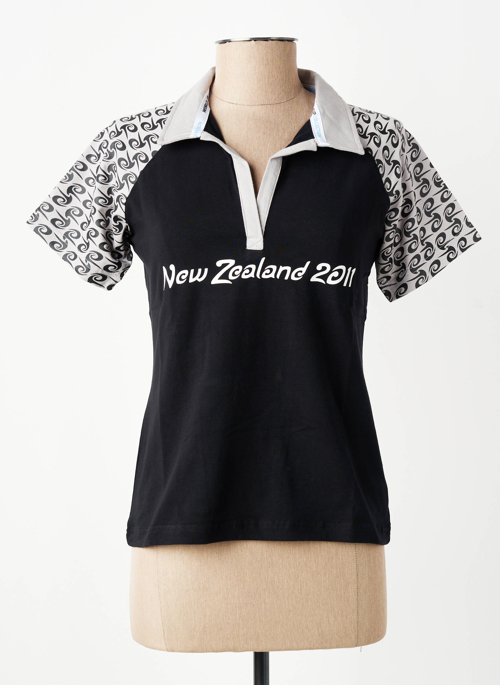 Polo tiesi kirpimas trumpas rankovės juodas WORLD CUP moteris