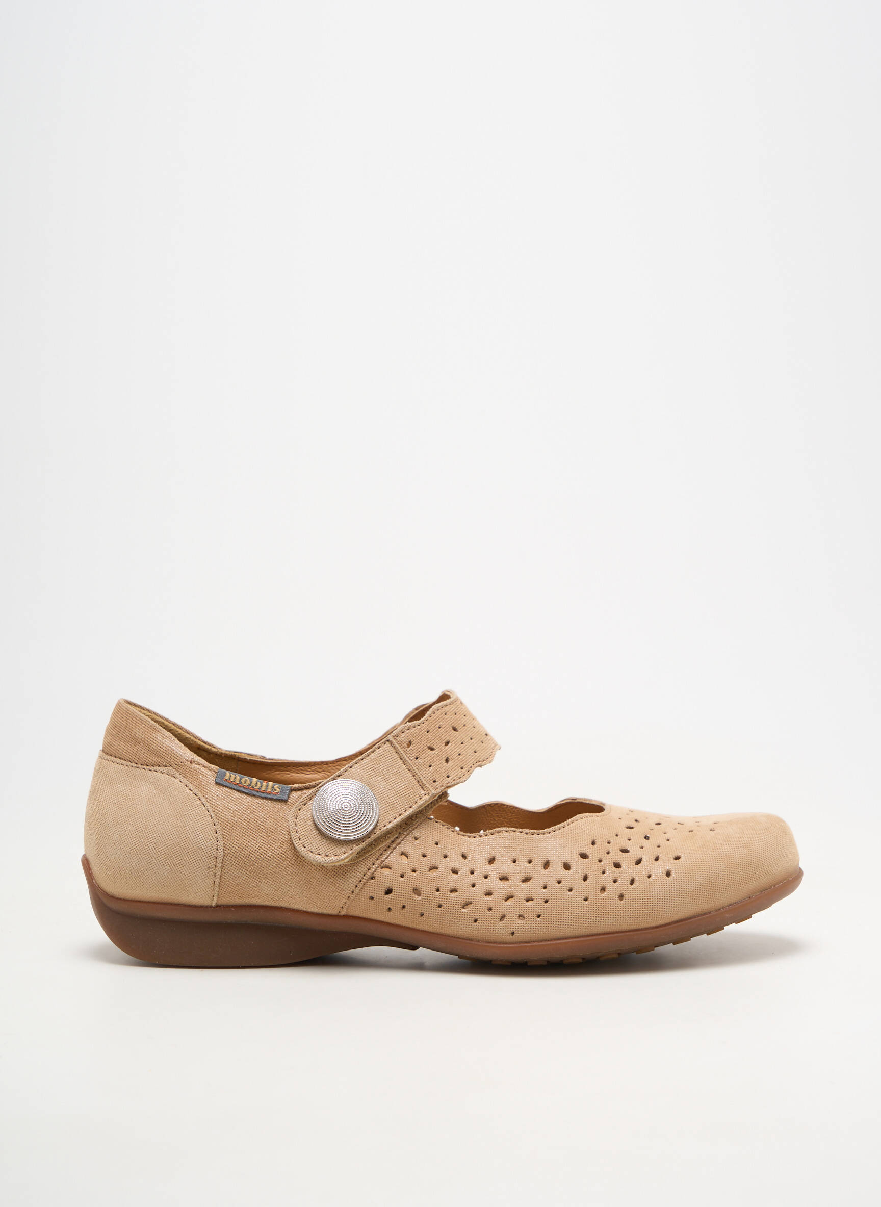 Balerinos velcro užsegimas plokščias kulnas iki 3 cm bežinis MOBILS moteris