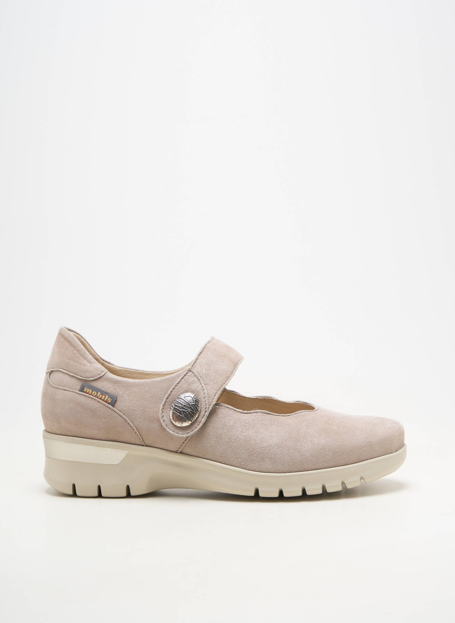 Balerinos velcro užsegimas kulnas nuo 4 iki 6 cm pilka MOBILS moteris