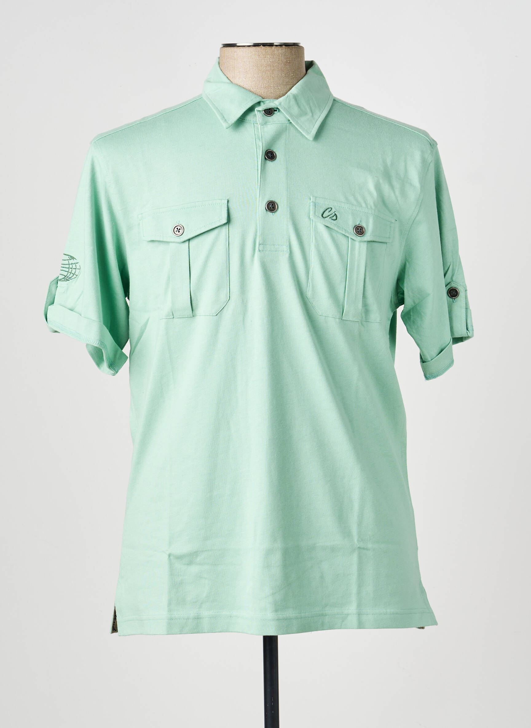 Polo jersey audinys trumpas rankovės žalias CLOUD'S vyras