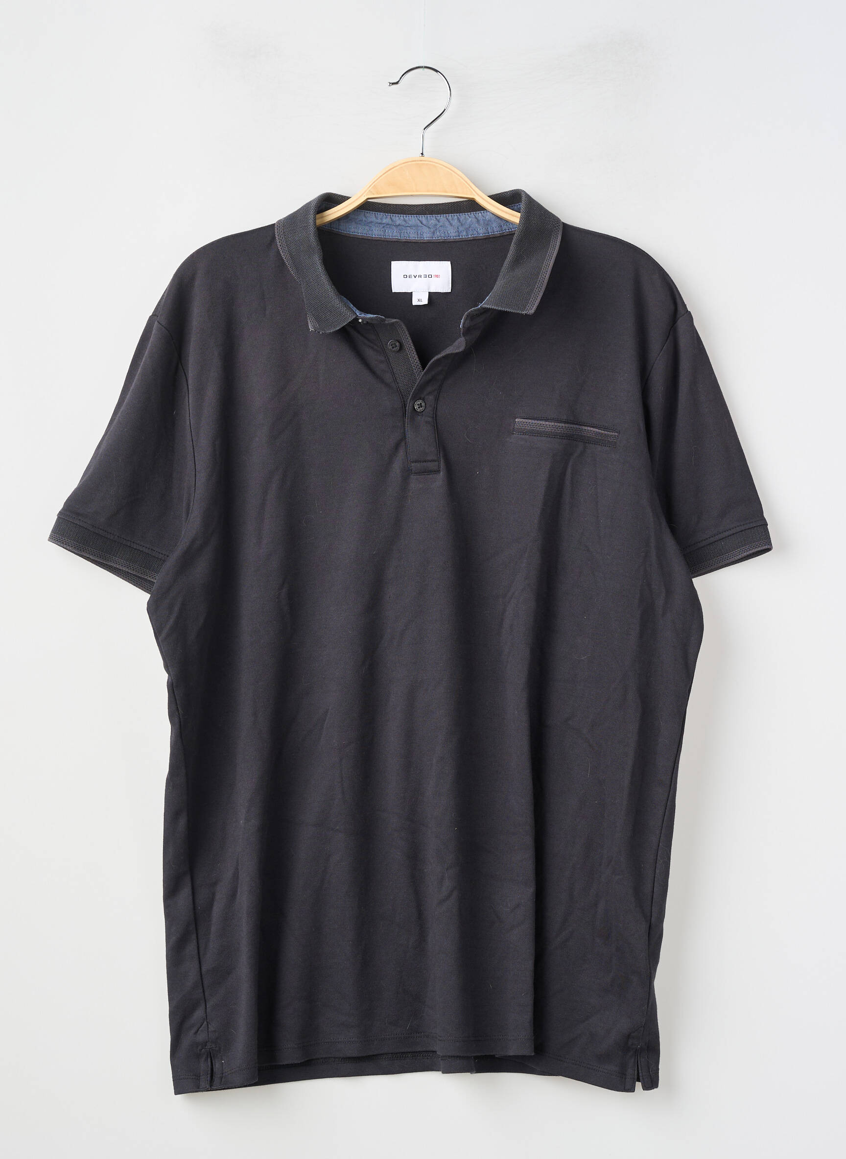 Polo jersey audinys trumpas rankovės juodas DEVRED vyras