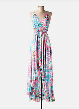 Ilga suknelė fantazijos raštas plonos dirželiai mėlyna YYDS (YOUR YOUTHFUL DRESS STYLE) moteris